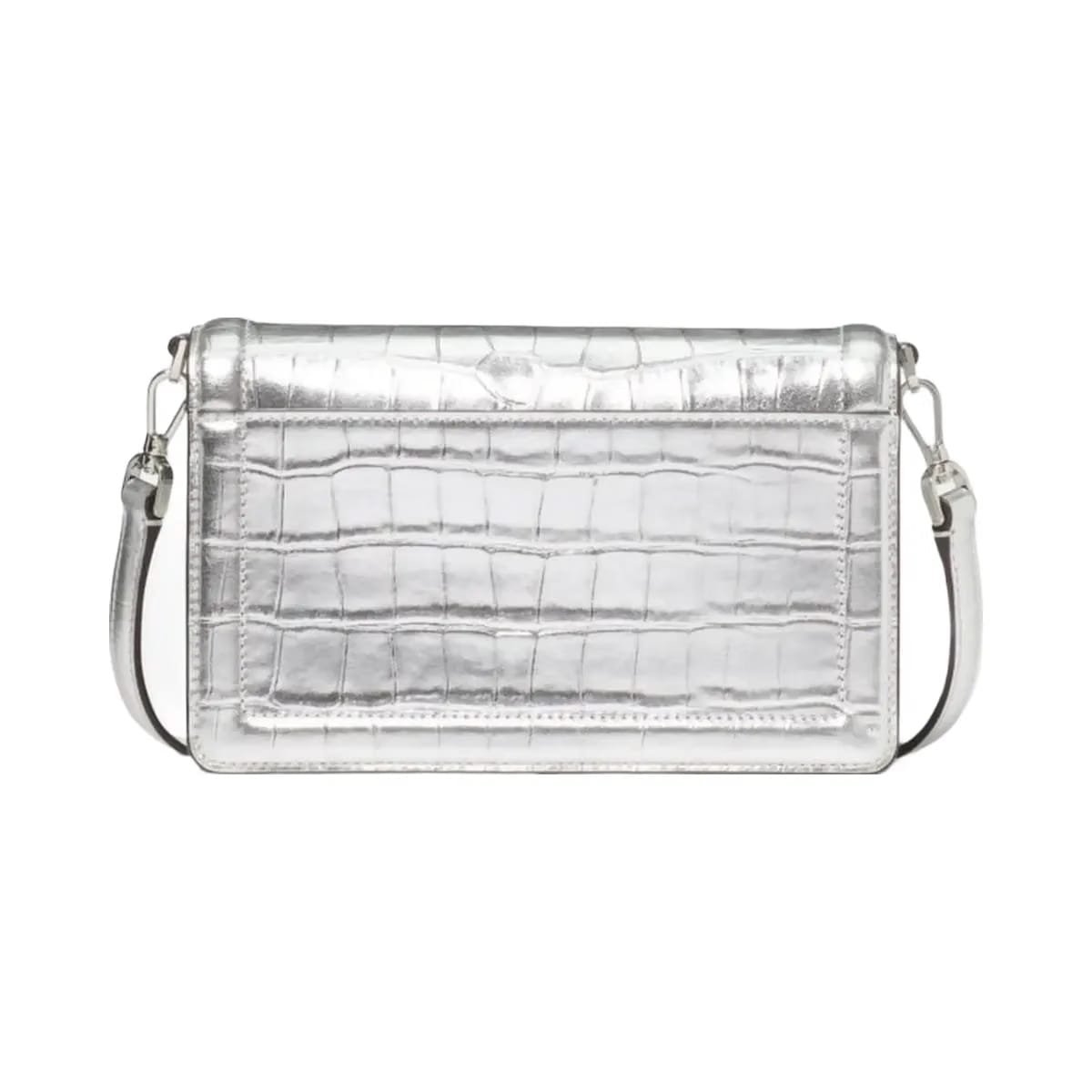 Kate Spade Knott Croc Embossed Mini Flap Crossbody Silver
