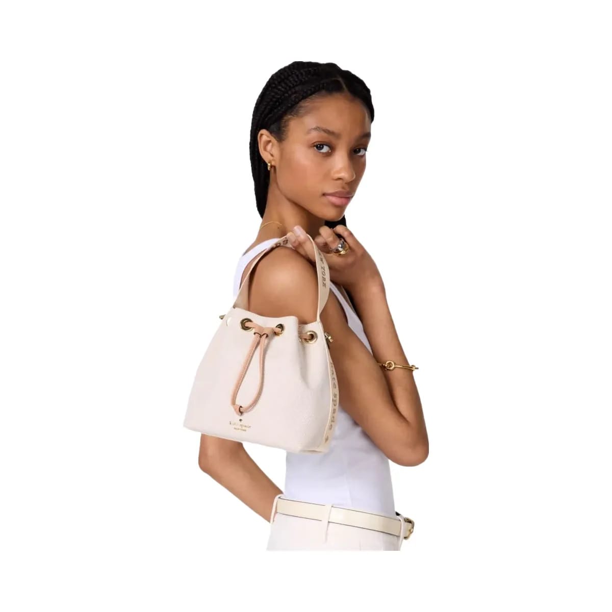 Kate Spade Kip Canvas Bucket Bag Light Fawn Multi