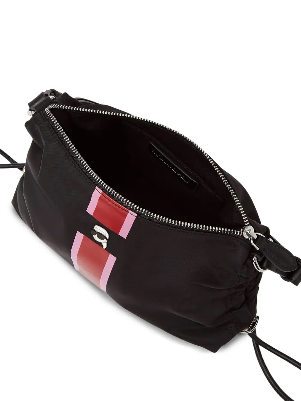 Ikon-logo stripe drawstring shoulder bag