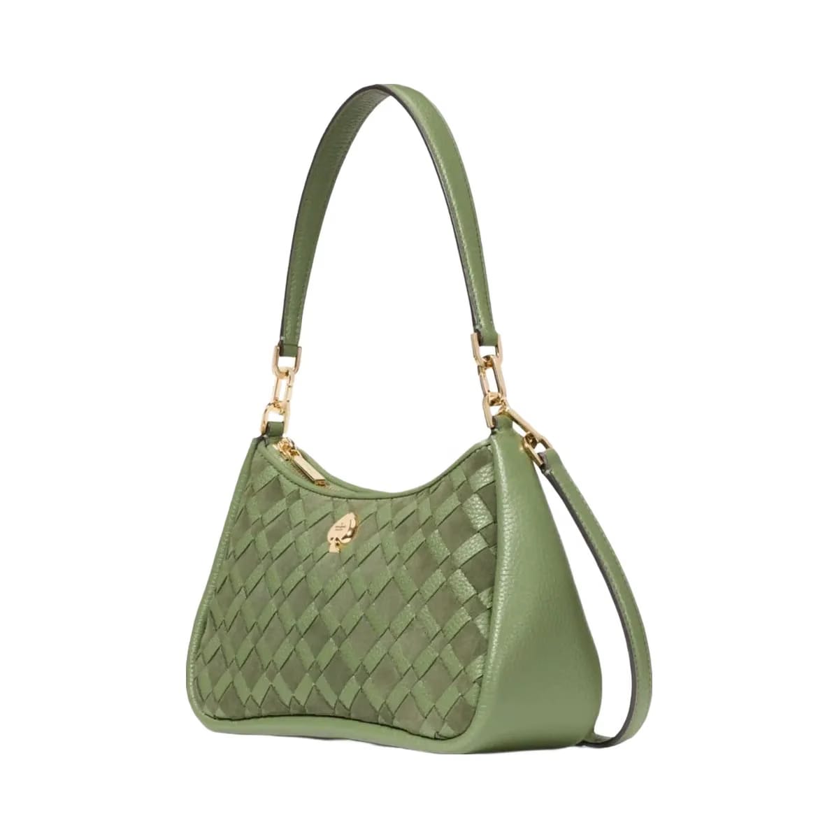 Kate Spade Kayla Woven Leather Small Convertible Shoulder Bag Cedar Stand