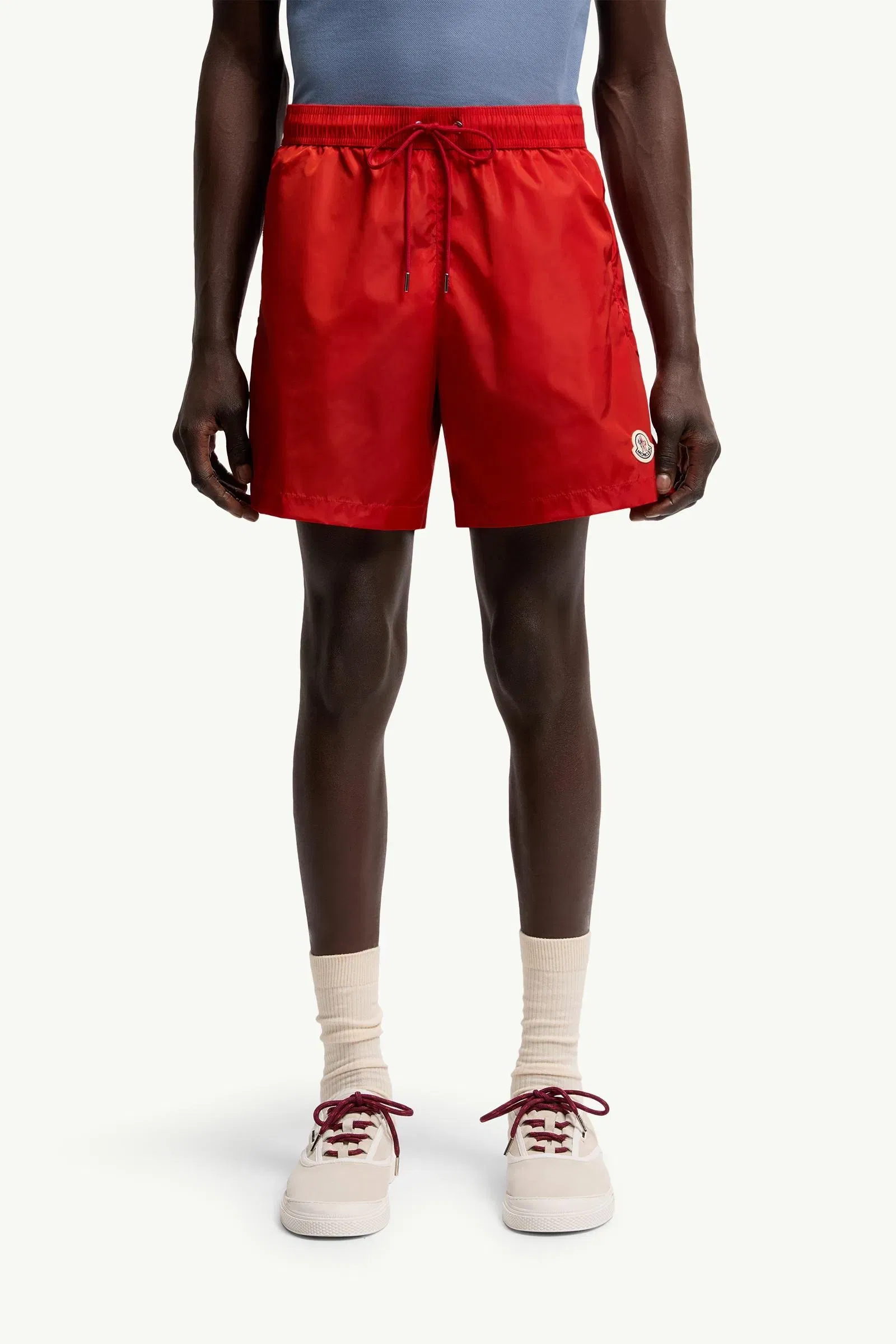 Moncler Logo Patch Swim Shorts Red Red