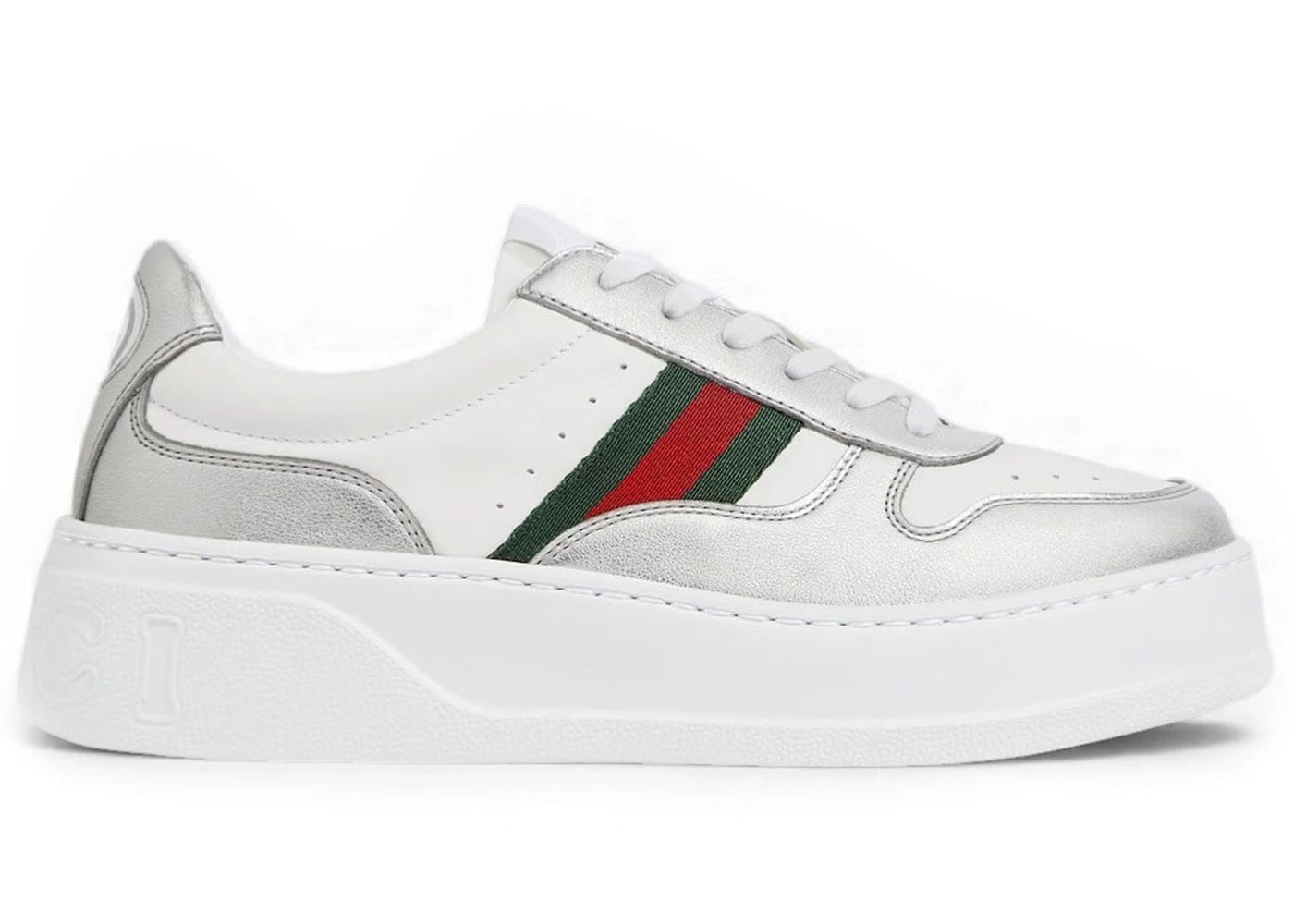 Gucci Chunky Trainer Silver Metallic White Womens