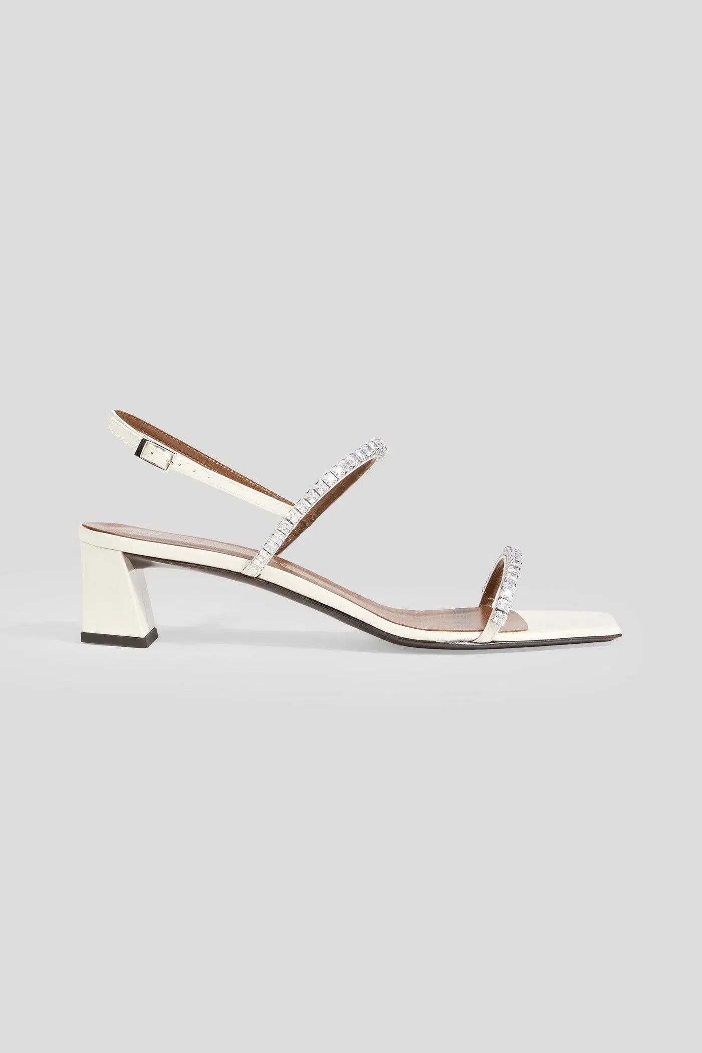 Giuseppe Zanotti Valentine Crystal 45 Embellished Leather Slingback Sandals Off-White Women's