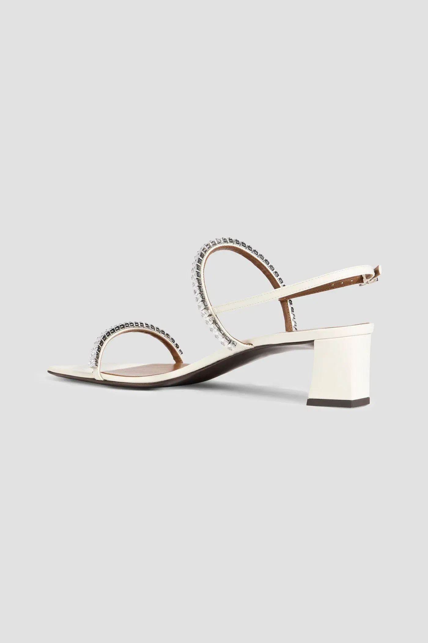 Giuseppe Zanotti Valentine Crystal 45 Embellished Leather Slingback Sandals Off-White Women's