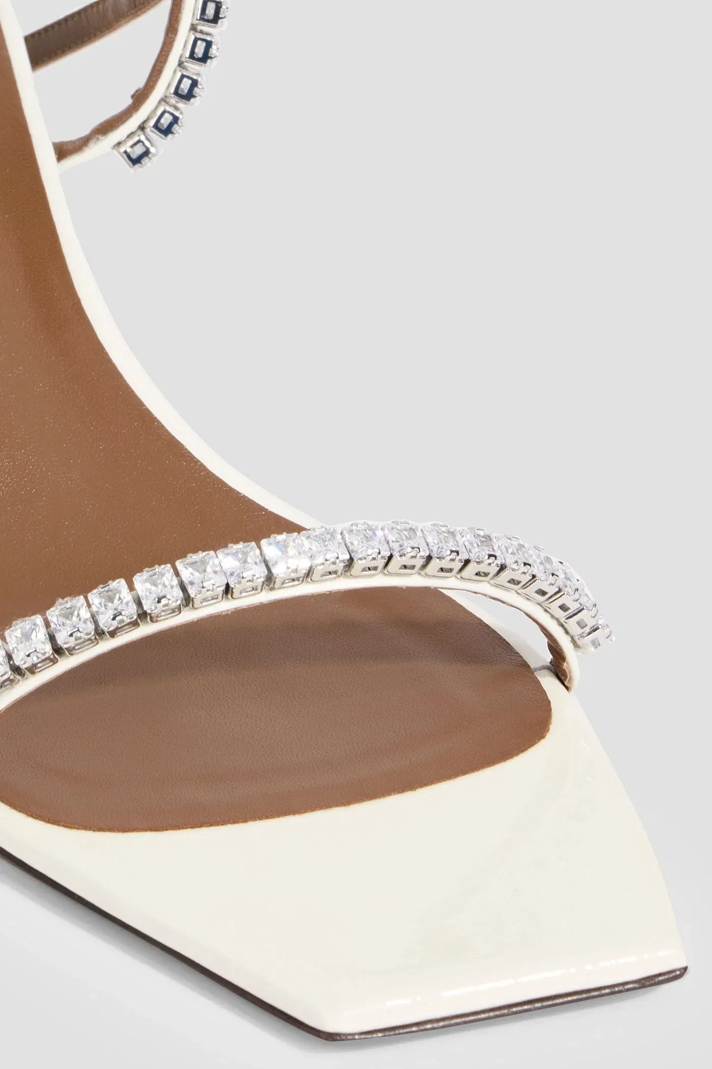 Giuseppe Zanotti Valentine Crystal 45 Embellished Leather Slingback Sandals Off-White Women's