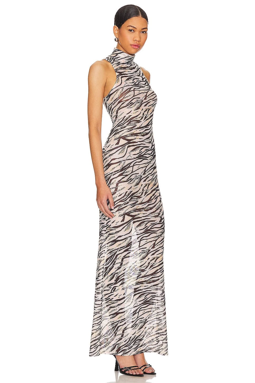 superdown Angelika Sheer Dress in Beige Multi
