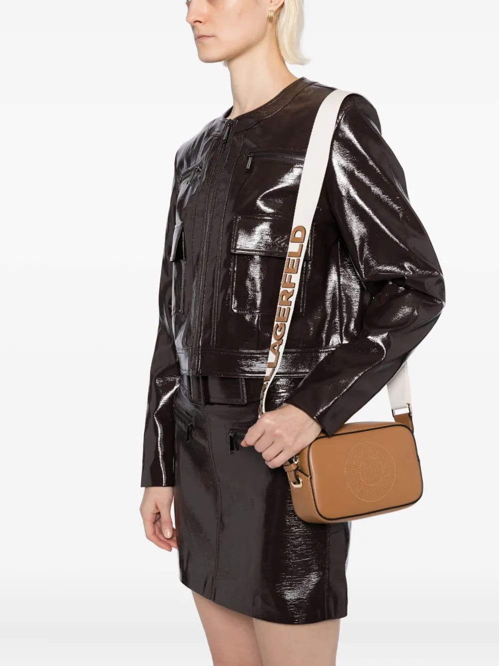 logo-perforated crossbody bag