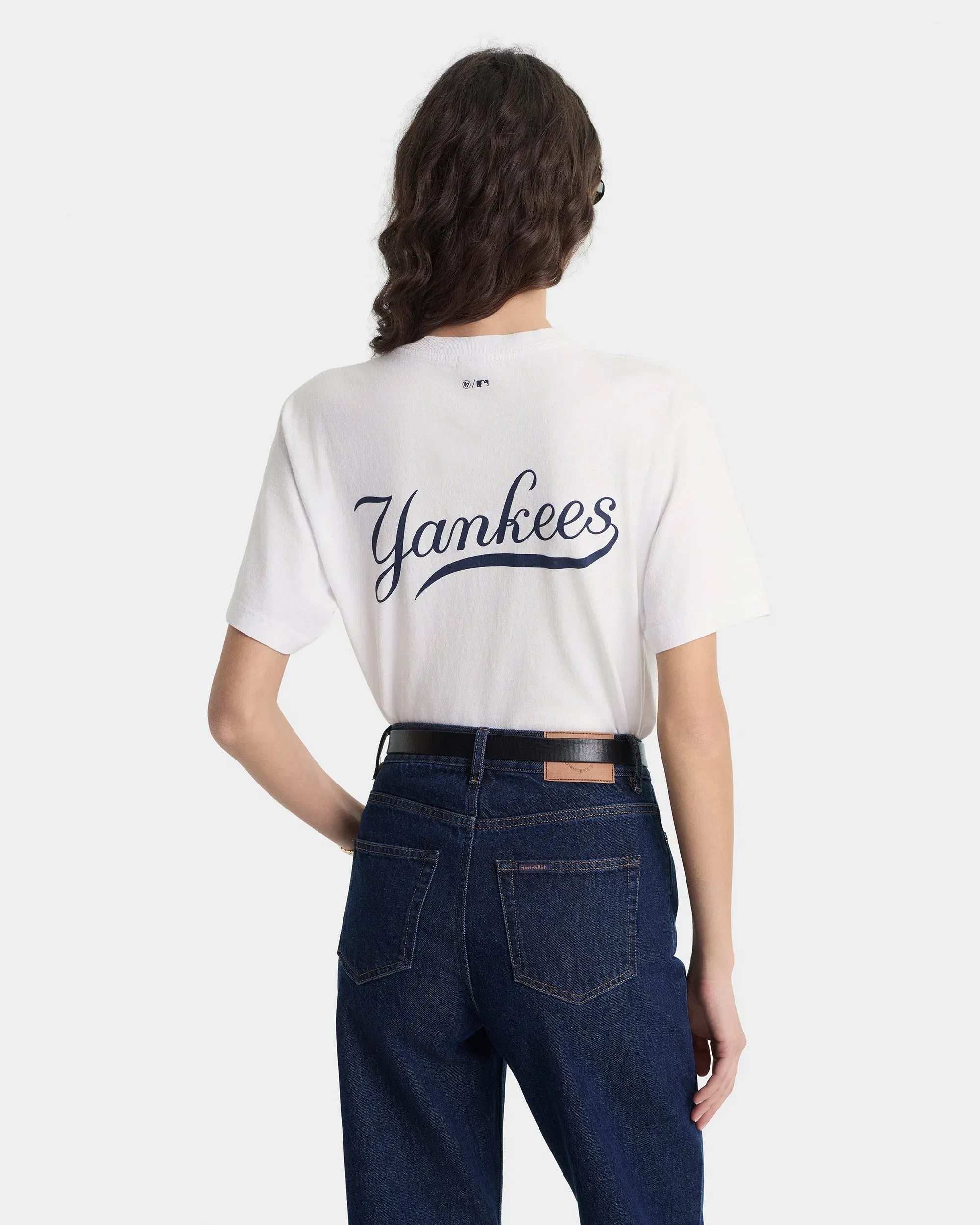 Yankees Curve T-Shirt - White/Navy