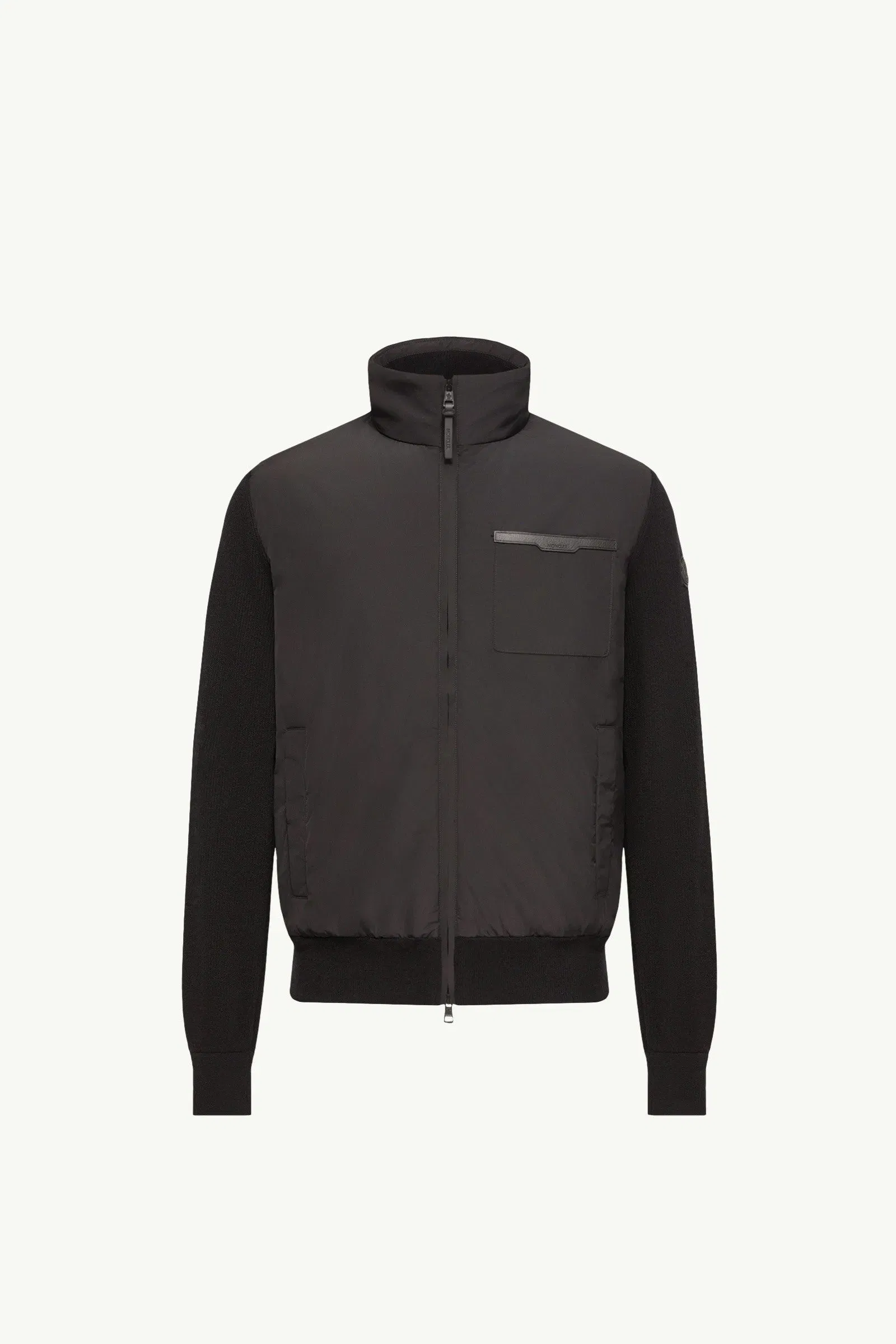 Moncler Wool & Cashmere Padded Zip-Up Cardigan Black Black