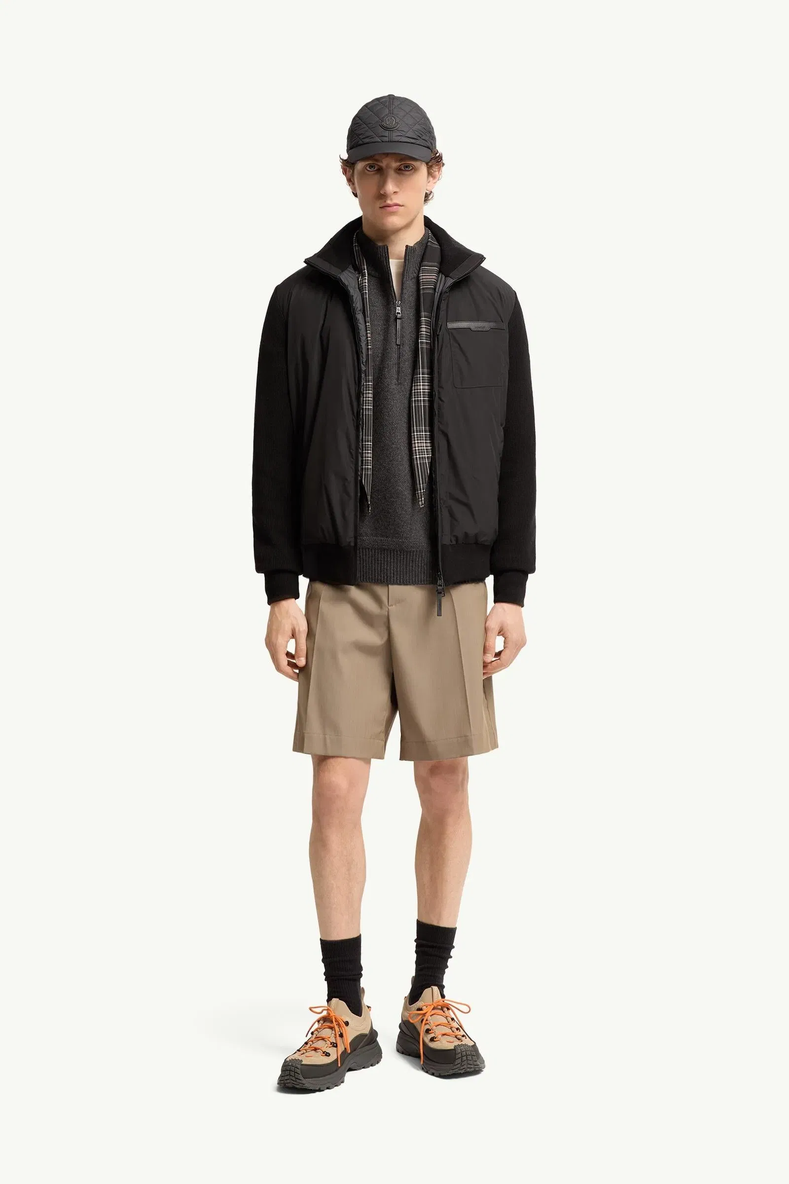 Moncler Wool & Cashmere Padded Zip-Up Cardigan Black Black
