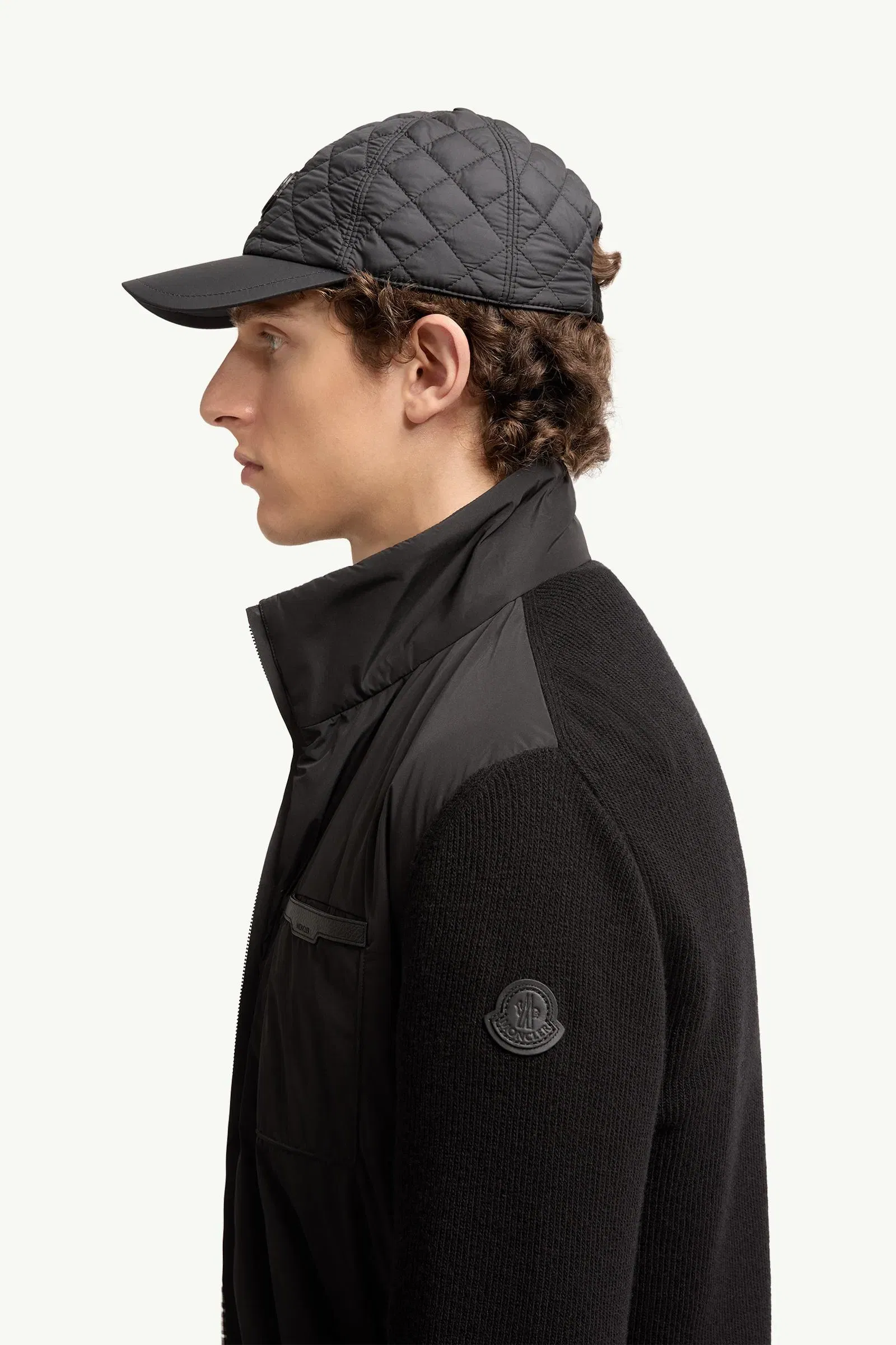 Moncler Wool & Cashmere Padded Zip-Up Cardigan Black Black