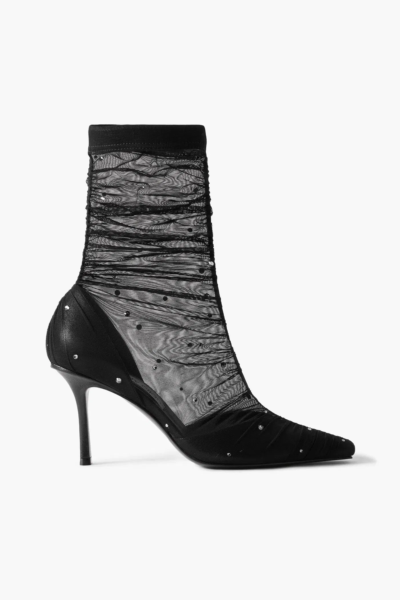 Jimmy Choo Lotta Ab 85 Crystal-Embellished Tulle And Satin Sock Boots Black Women's