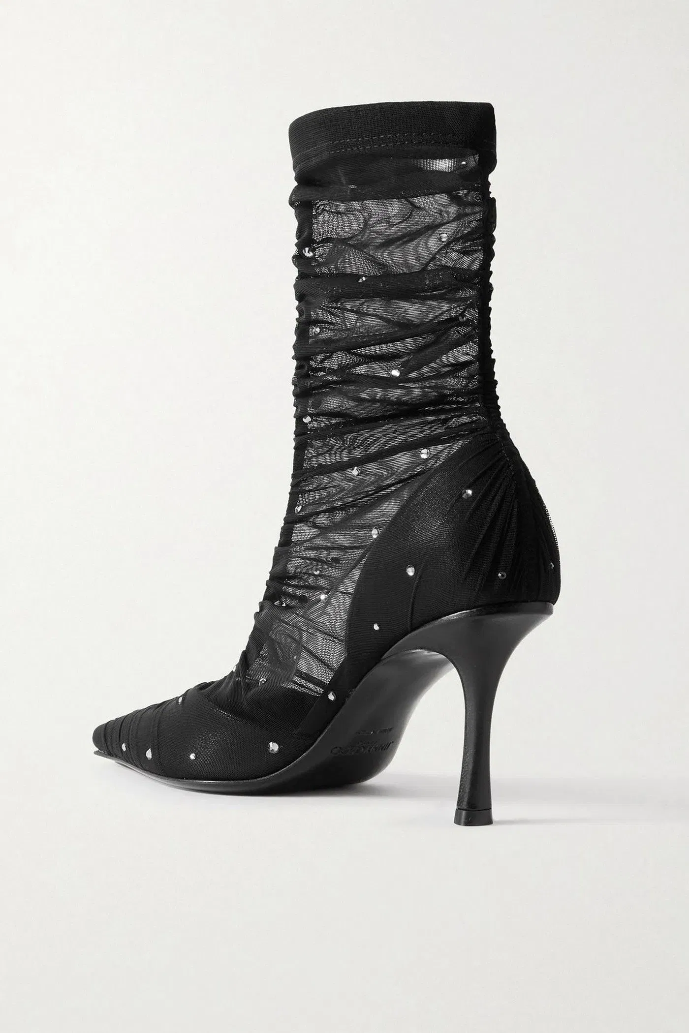 Jimmy Choo Lotta Ab 85 Crystal-Embellished Tulle And Satin Sock Boots Black Women's