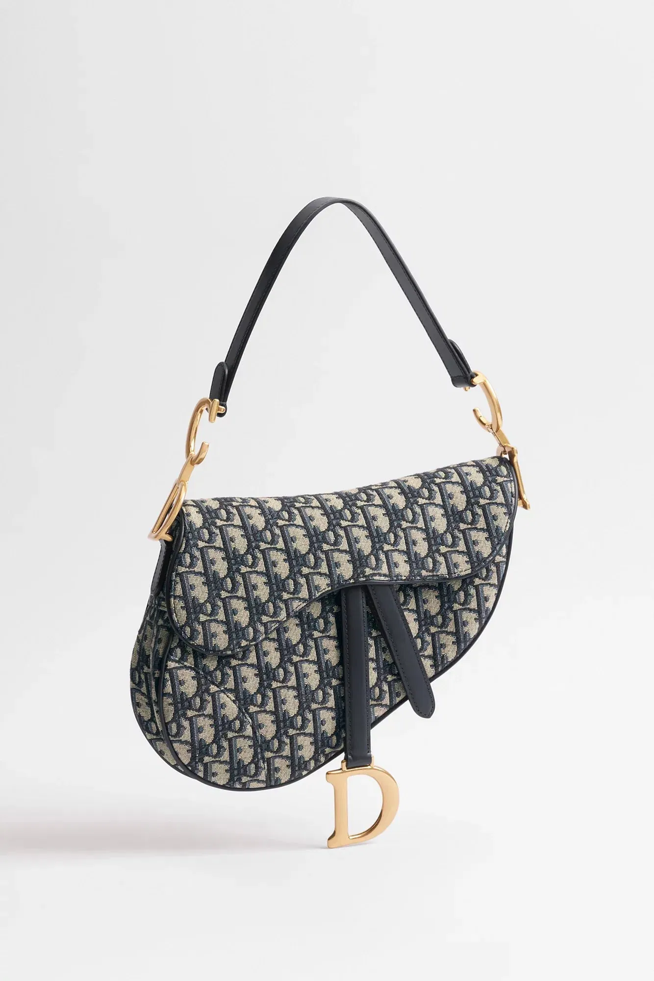 Saddle bag Blue Dior Oblique embroidery