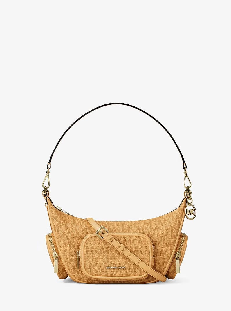Michael Kors Merritt Small Signature Logo Convertible Shoulder Bag Honeywheat