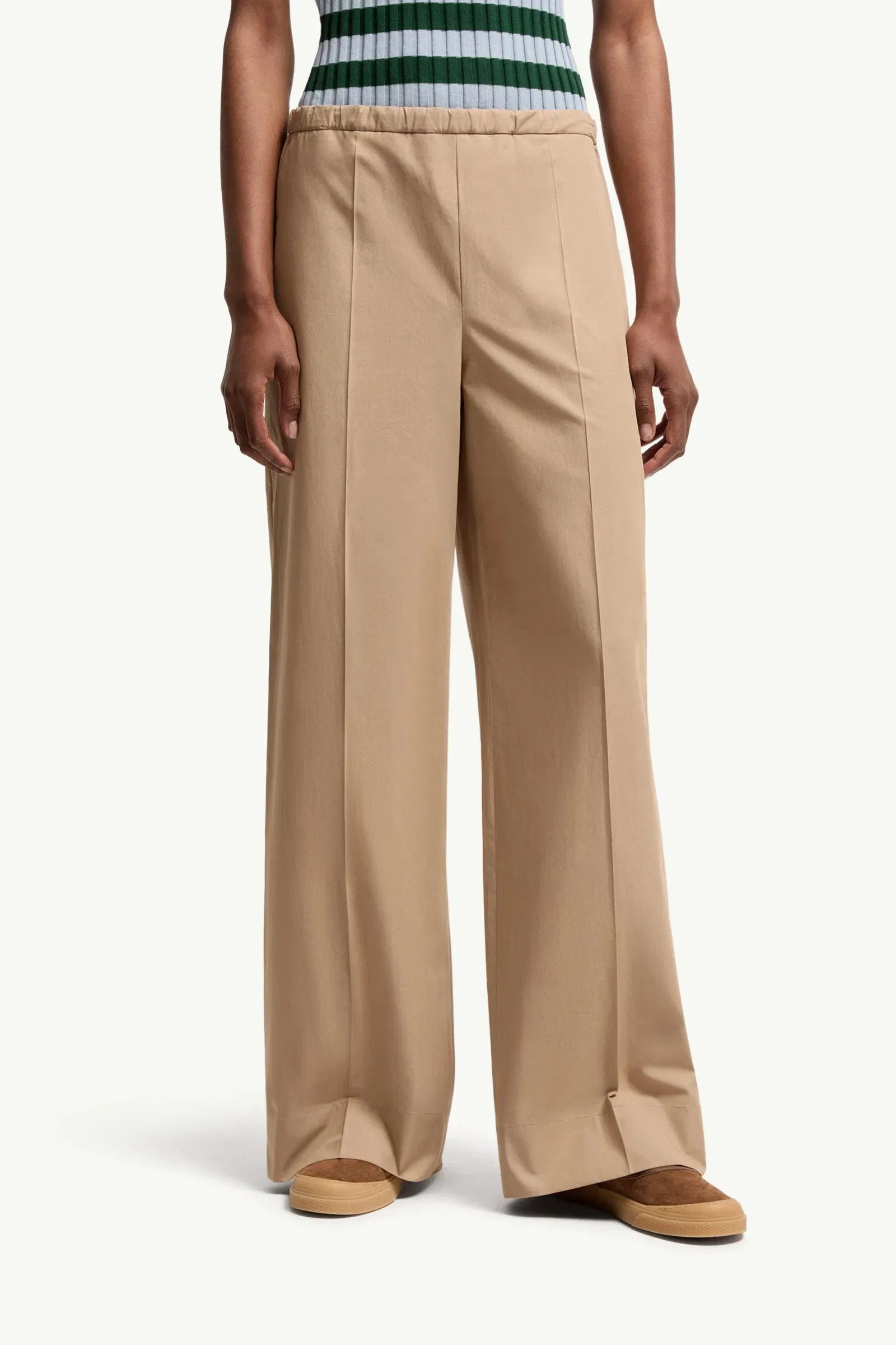 Moncler Cotton Poplin Pants Beige Beige