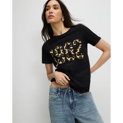 Black 1982 Leopard Print T-Shirt