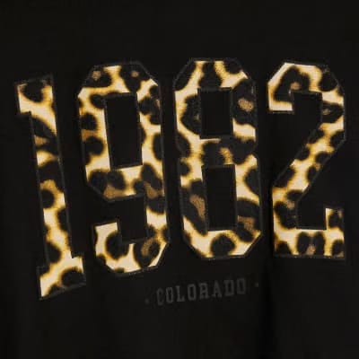 Black 1982 Leopard Print T-Shirt
