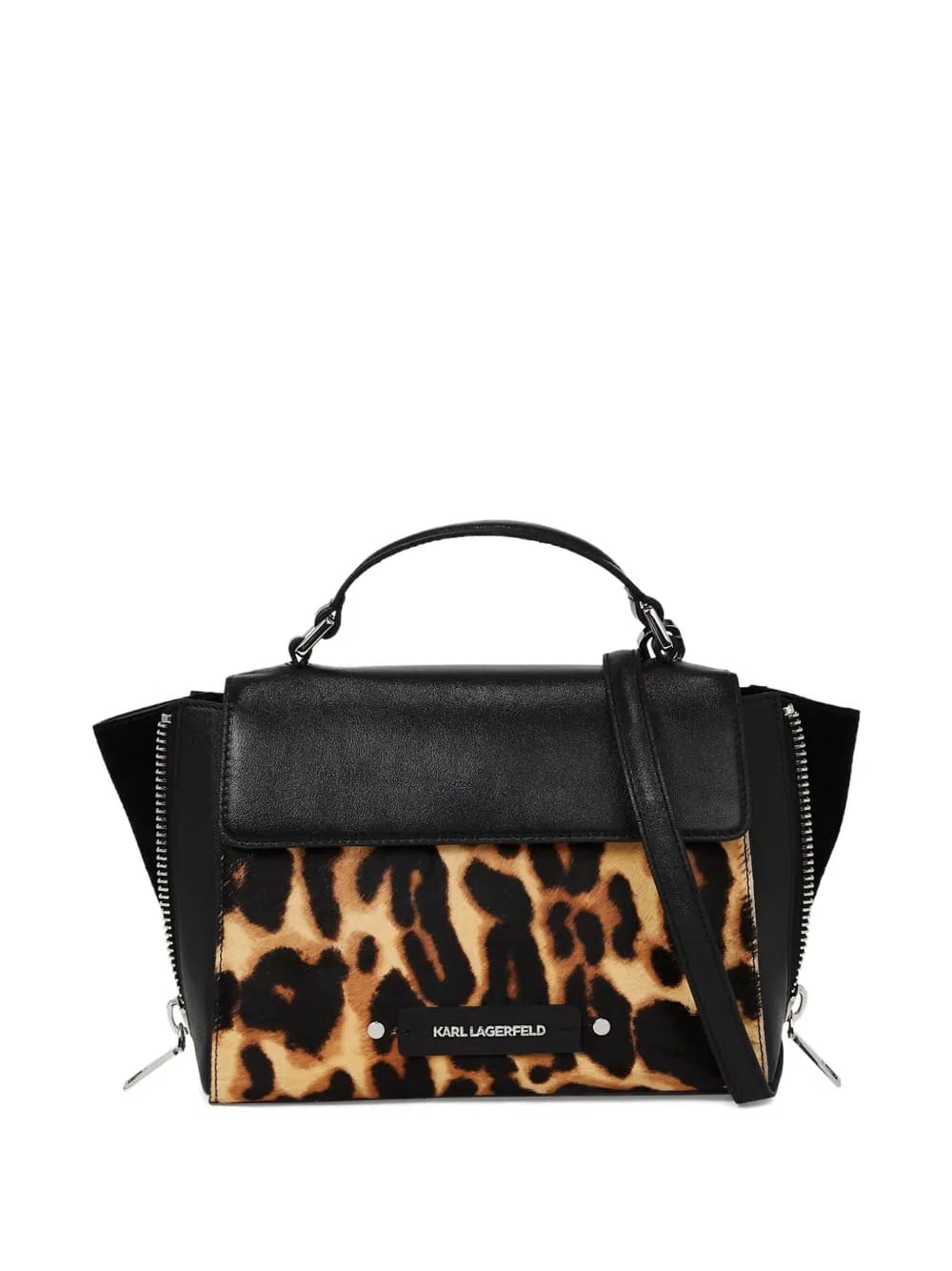 small K/Hardware leopard top handle bag