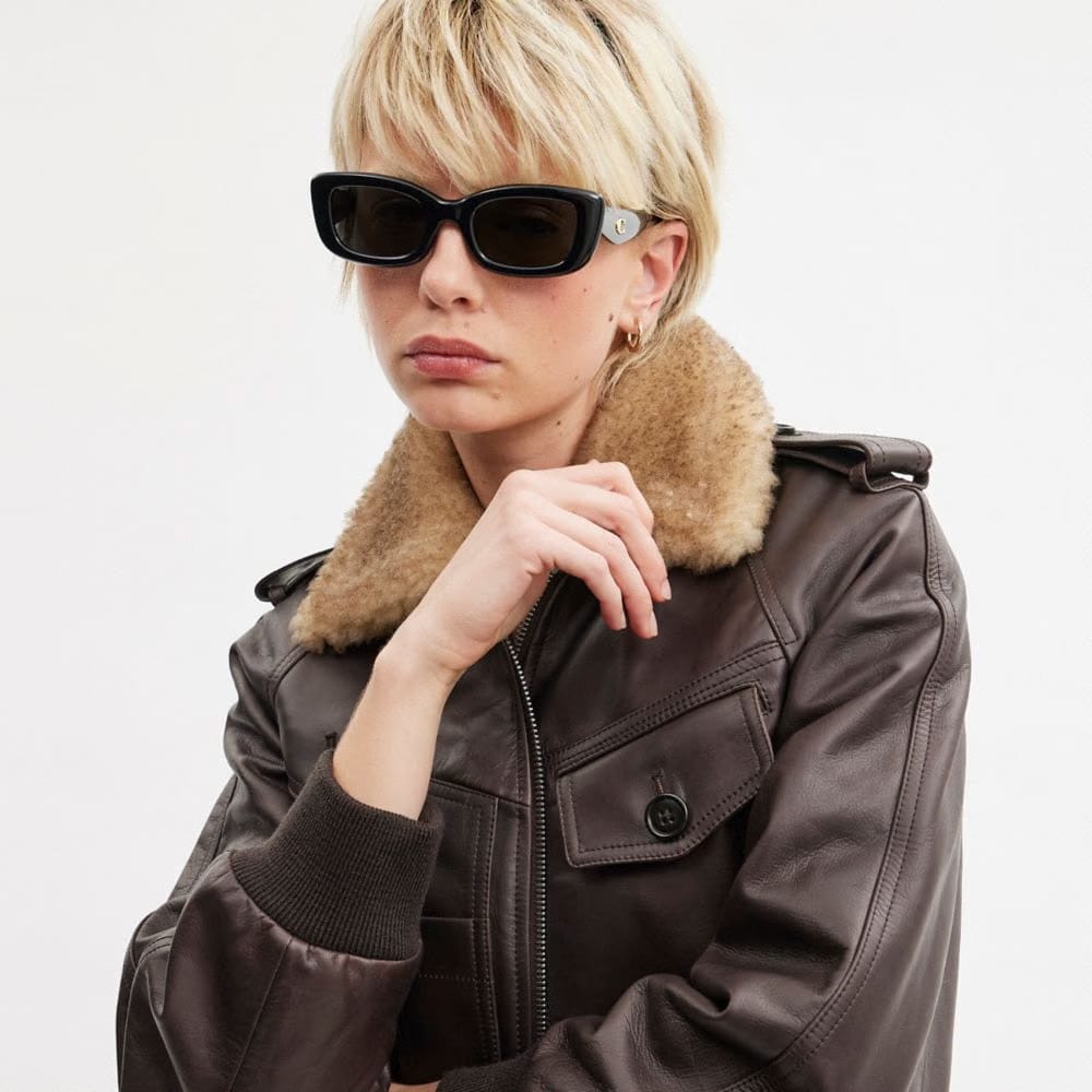 C Hardware Narrow Rectangle Sunglasses