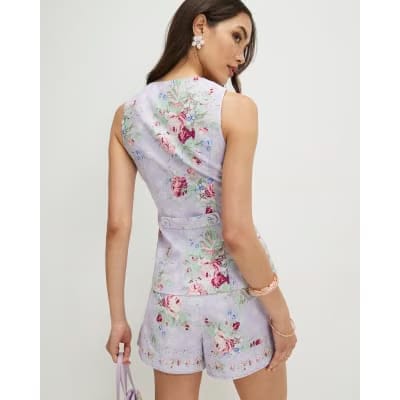 Purple Floral Waistcoat