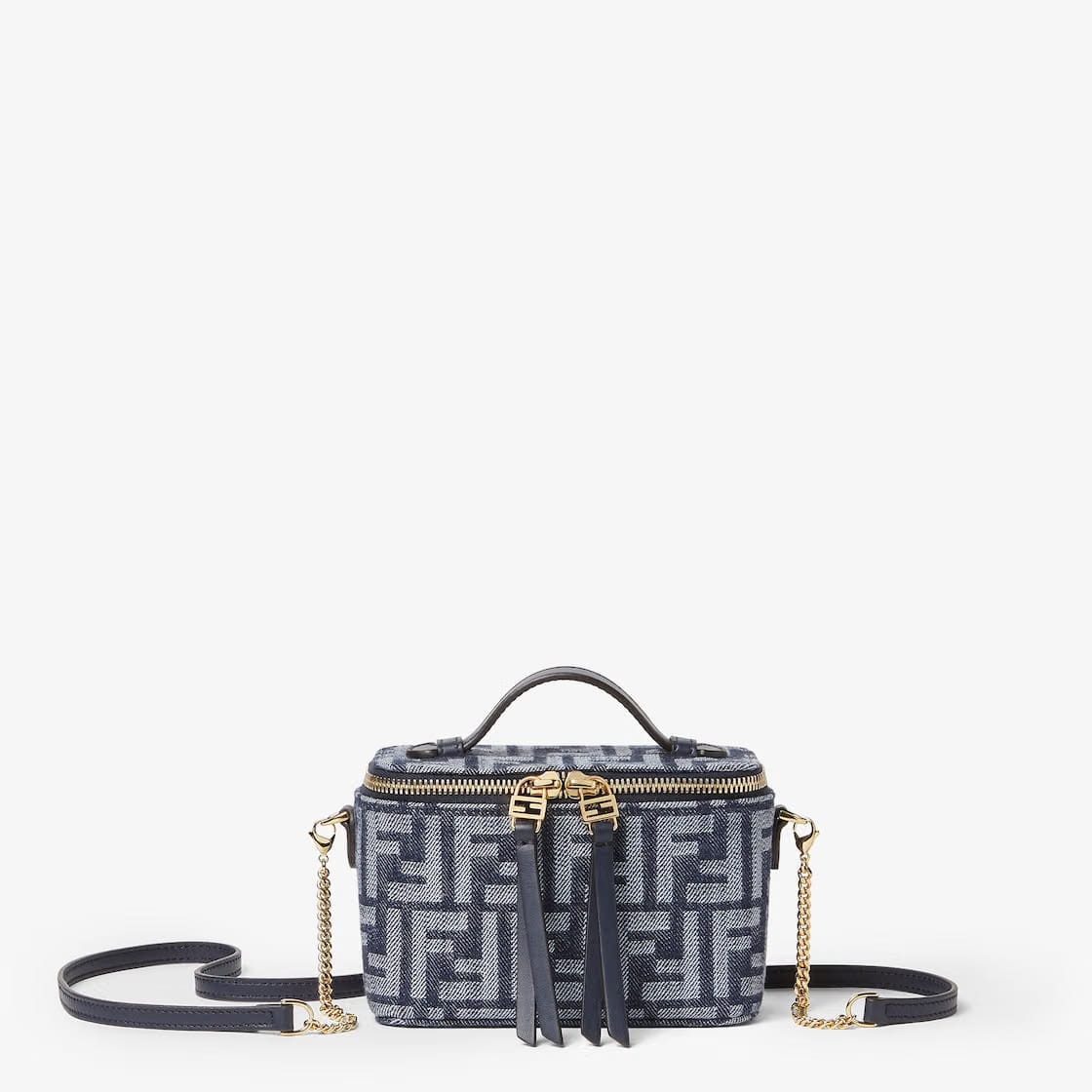 Fendi Vanity Dark blue denim-effect FF jacquard mini-bag