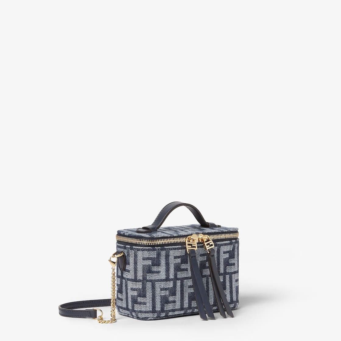 Fendi Vanity Dark blue denim-effect FF jacquard mini-bag
