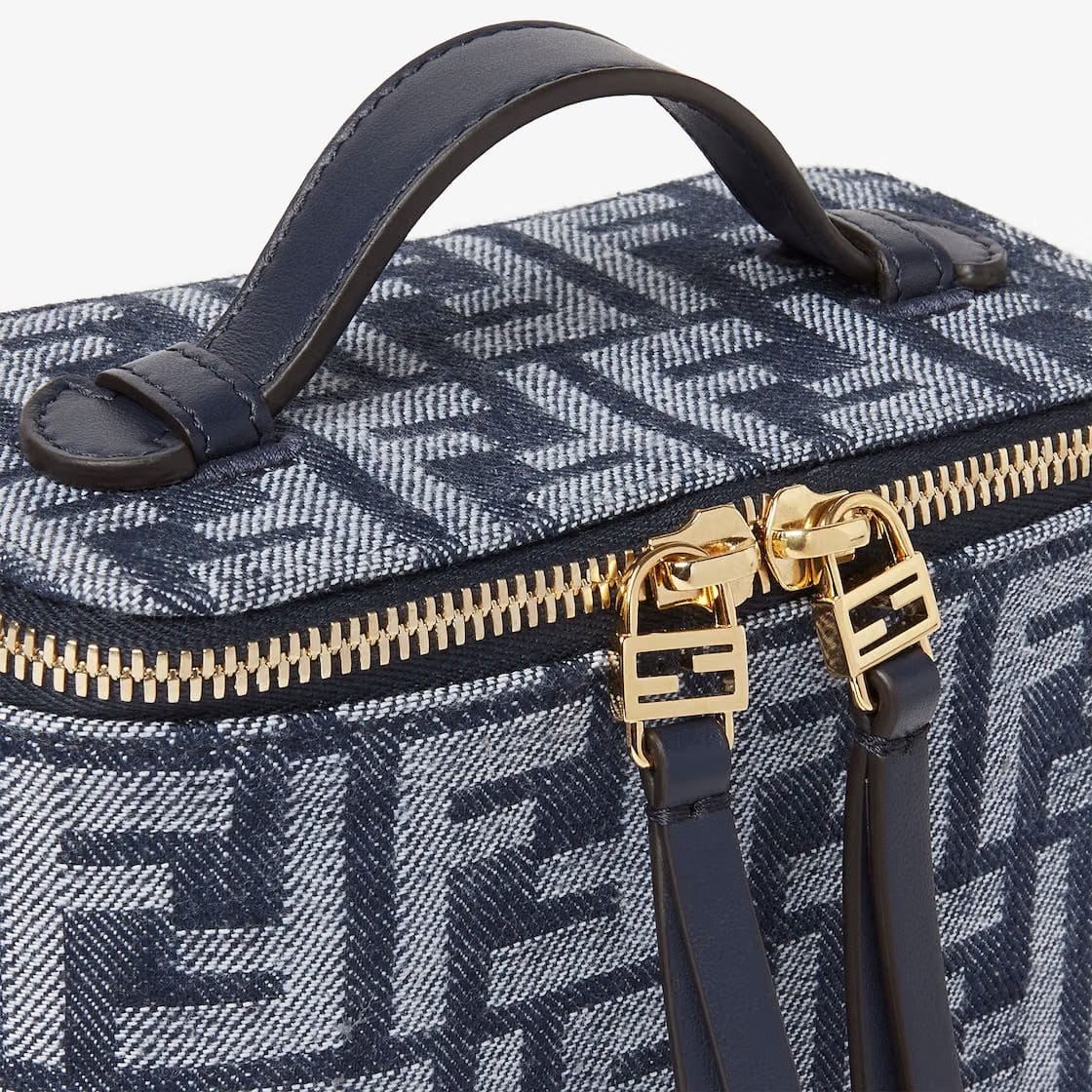 Fendi Vanity Dark blue denim-effect FF jacquard mini-bag
