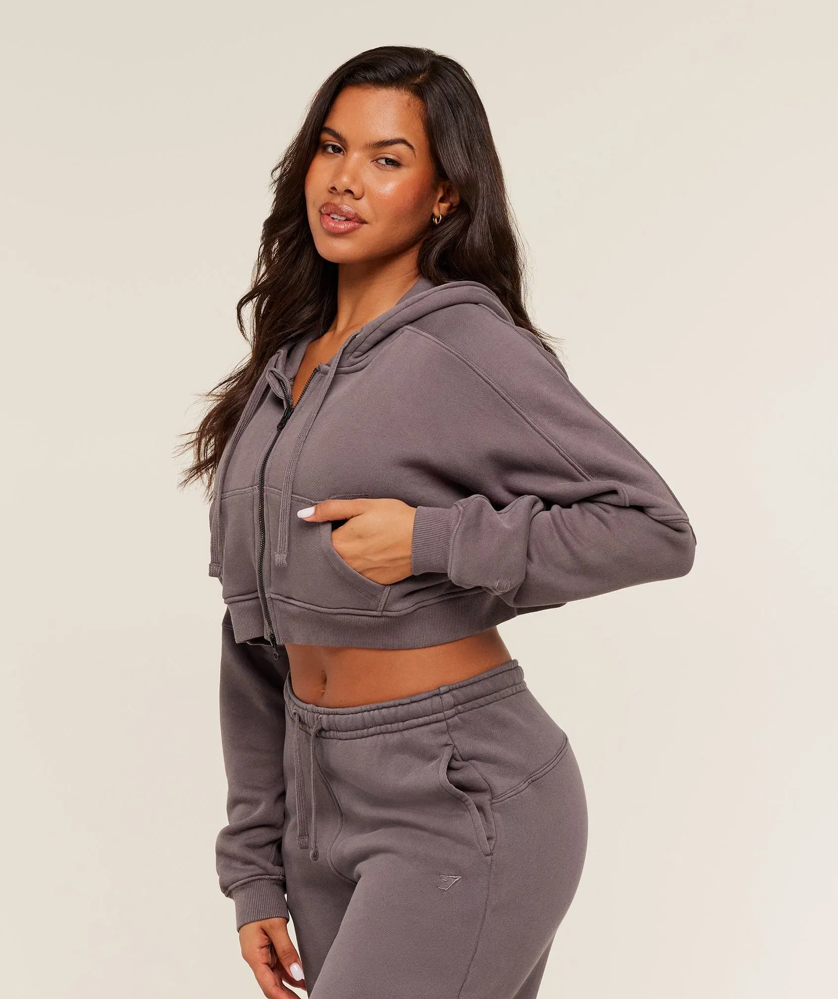 Gymshark Pump Zip Through Hoodie - GS Cool Brown/WASH