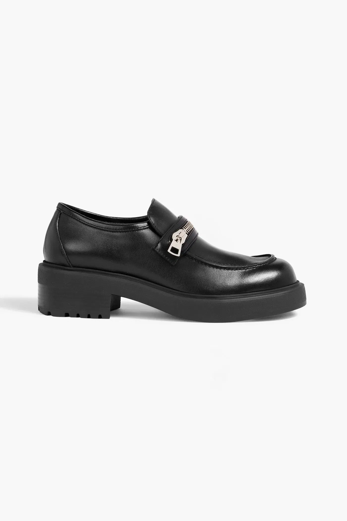 Giuseppe Zanotti Murphie Zip-Detailed Leather Loafers Black Women's