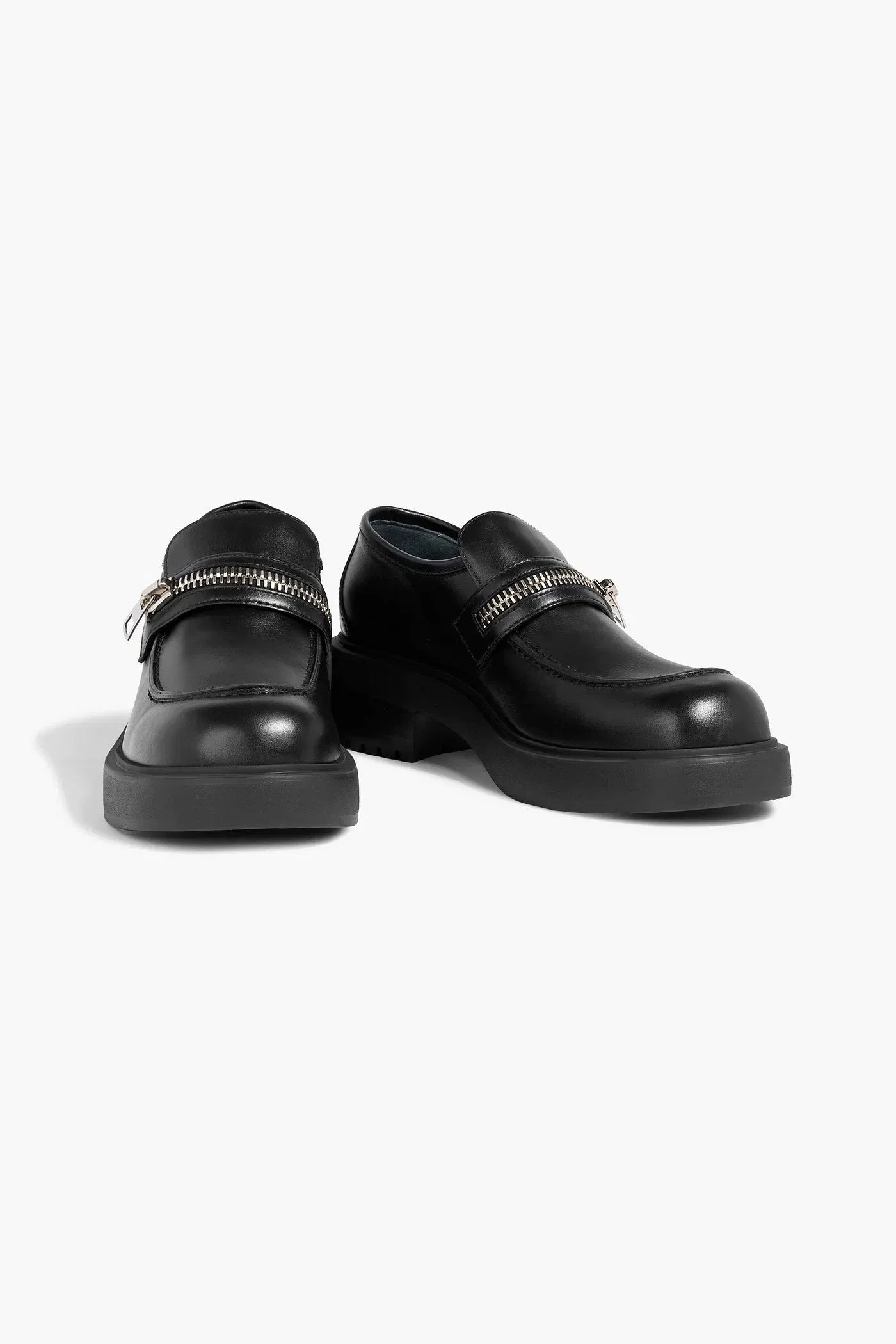 Giuseppe Zanotti Murphie Zip-Detailed Leather Loafers Black Women's