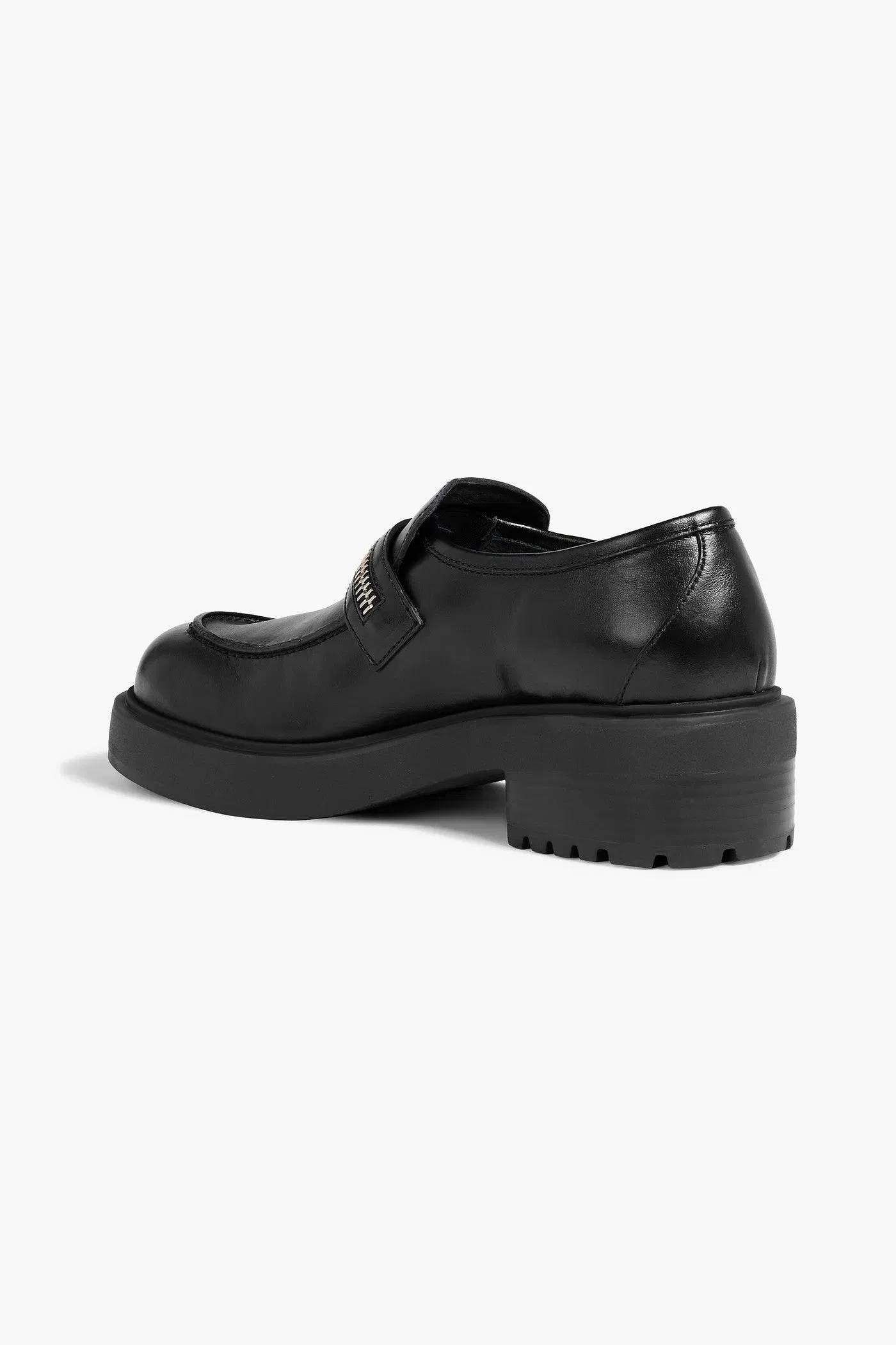 Giuseppe Zanotti Murphie Zip-Detailed Leather Loafers Black Women's