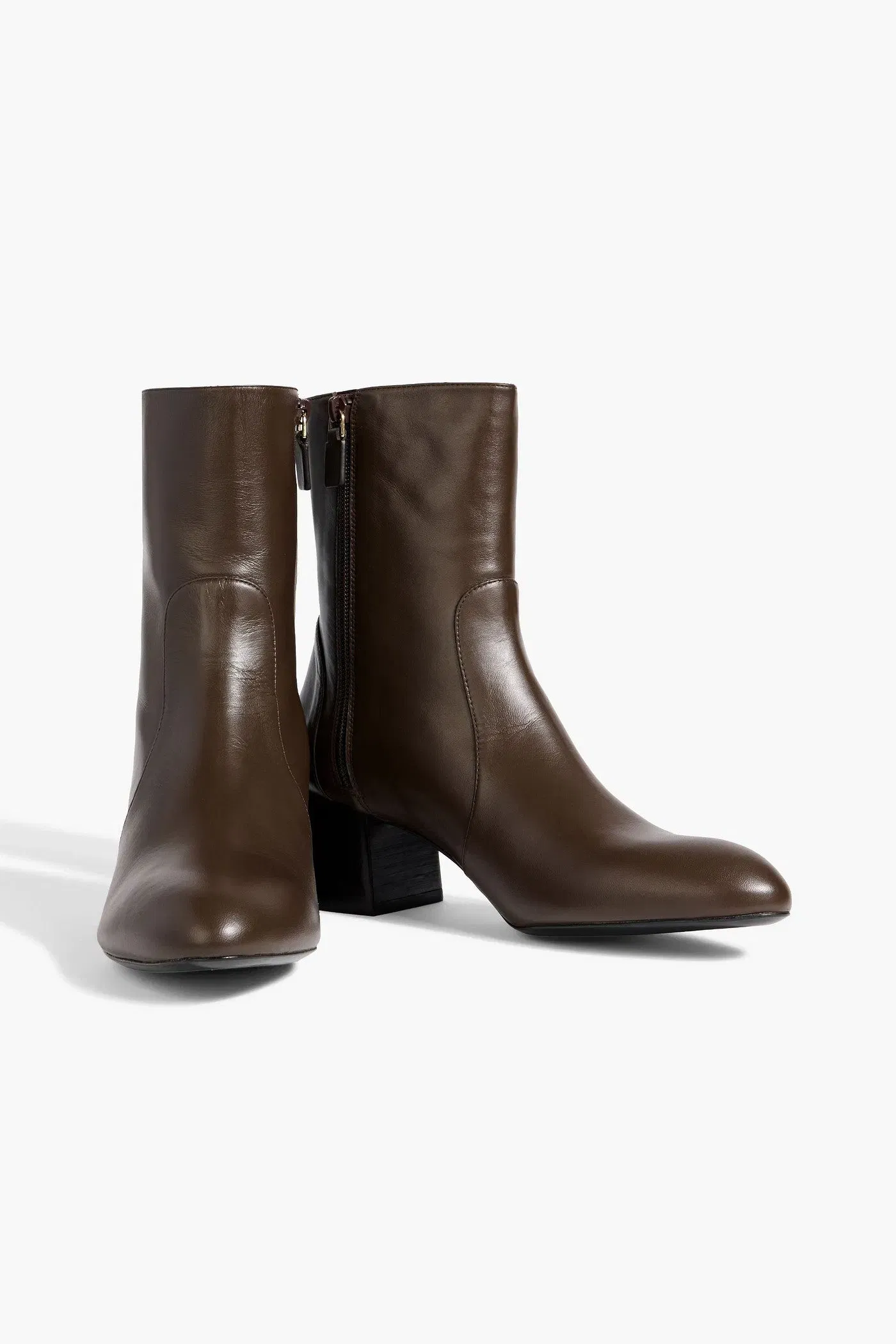 Stuart Weitzman Flareblock 60 Leather Ankle Boots Chocolate Women's