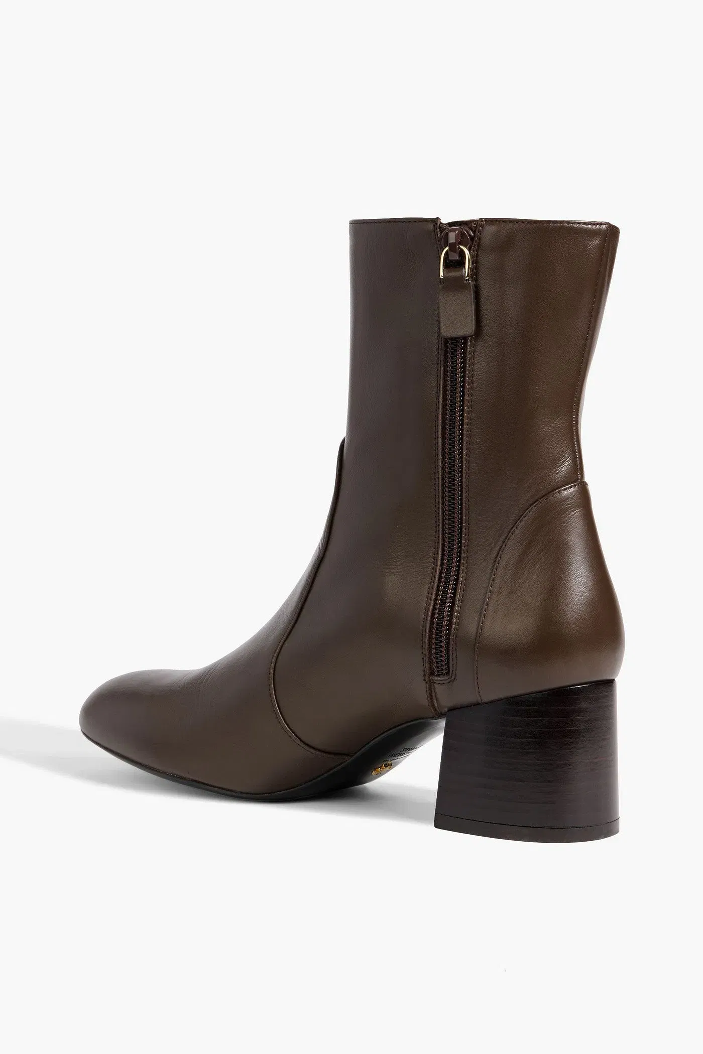 Stuart Weitzman Flareblock 60 Leather Ankle Boots Chocolate Women's