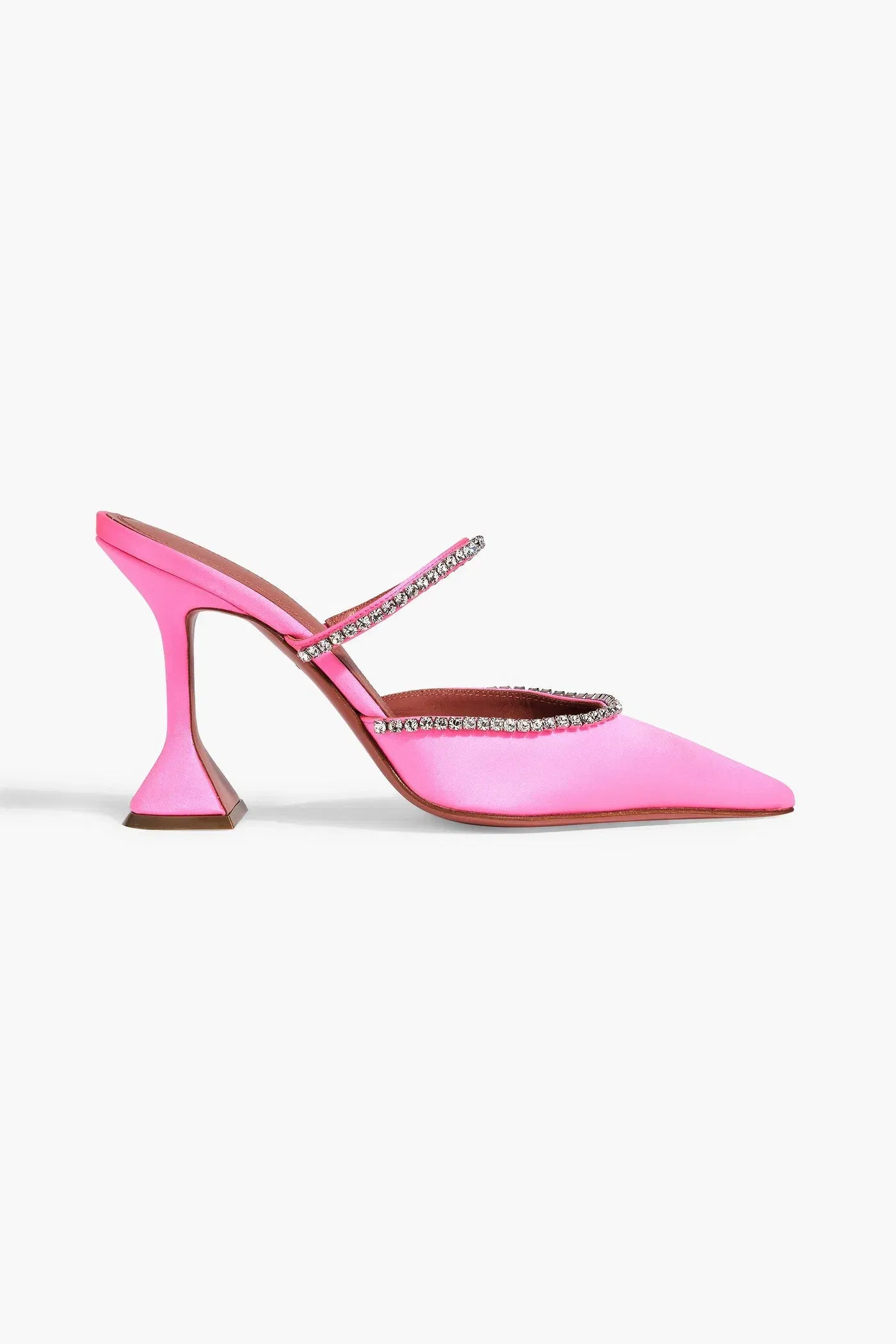 Amina Muaddi Gilda Crystal-Embellished Satin Mules Pink Women's