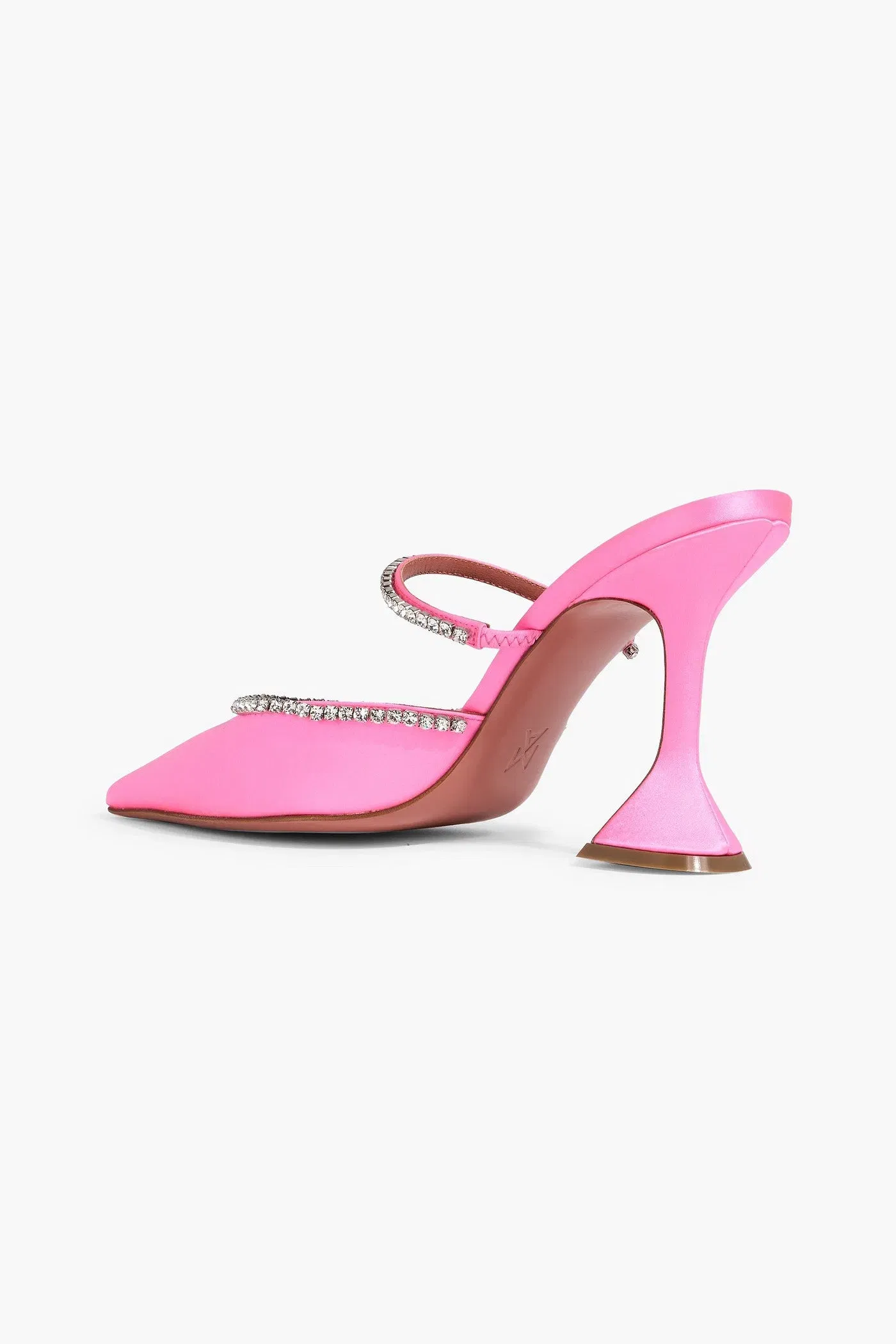 Amina Muaddi Gilda Crystal-Embellished Satin Mules Pink Women's