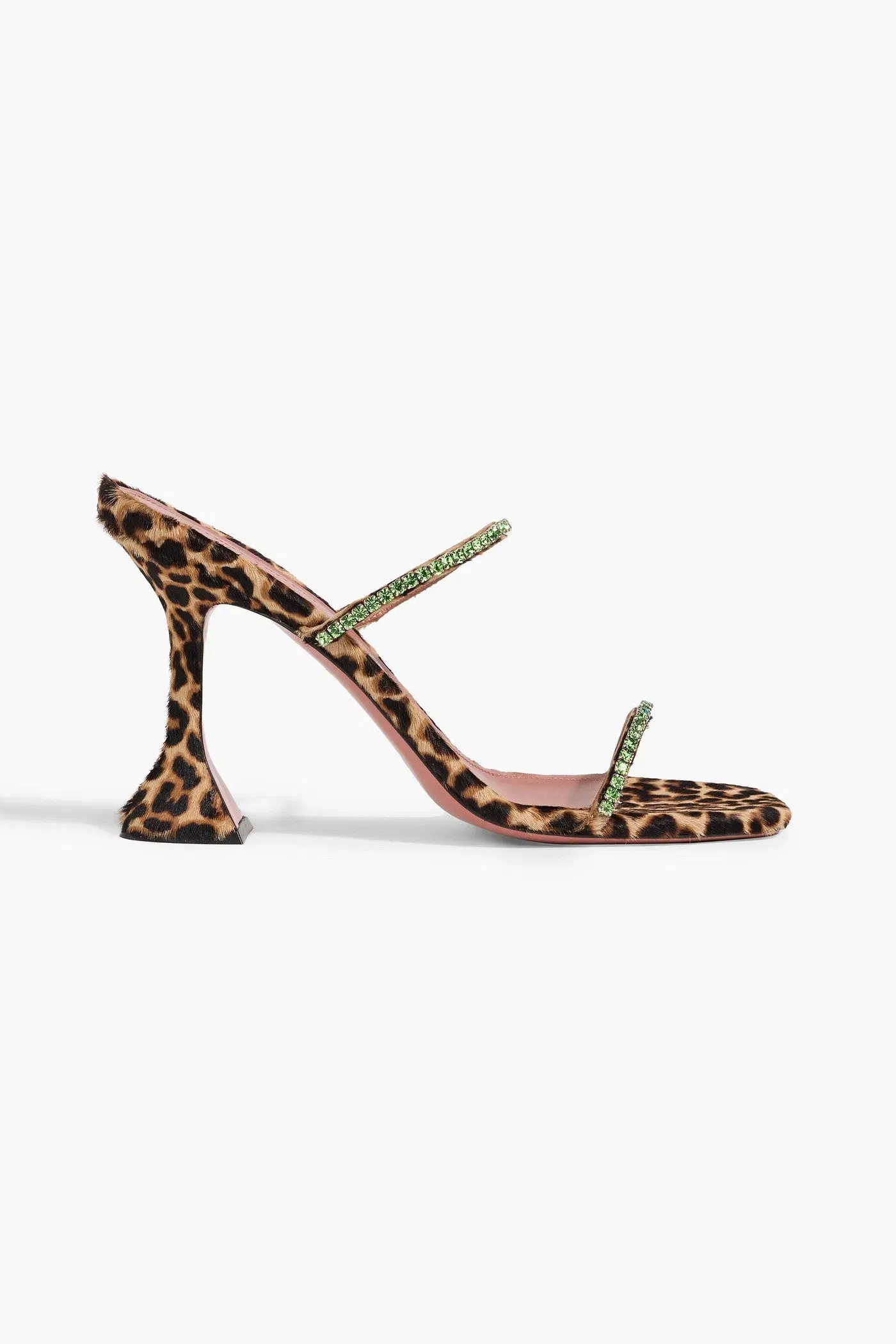 Amina Muaddi Gilda 95 Crystal-Embellished Leopard-Print Calf Hair Mules Animal Print Women's