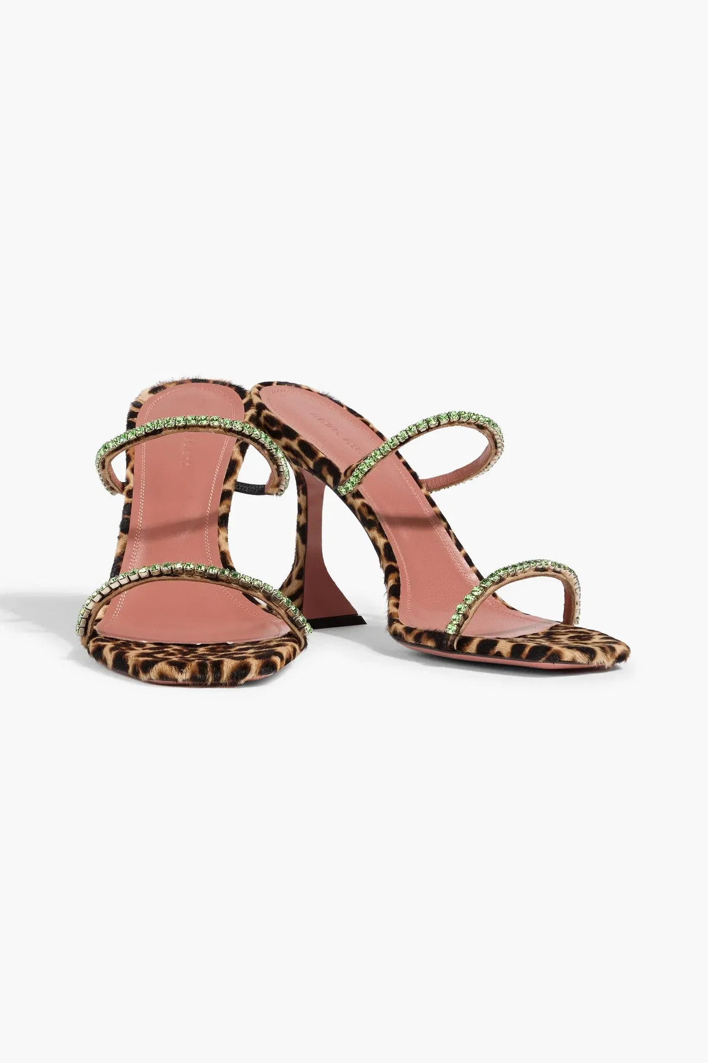 Amina Muaddi Gilda 95 Crystal-Embellished Leopard-Print Calf Hair Mules Animal Print Women's