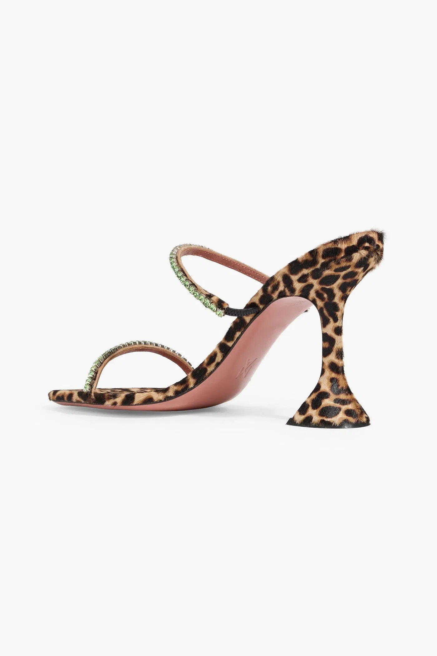 Amina Muaddi Gilda 95 Crystal-Embellished Leopard-Print Calf Hair Mules Animal Print Women's