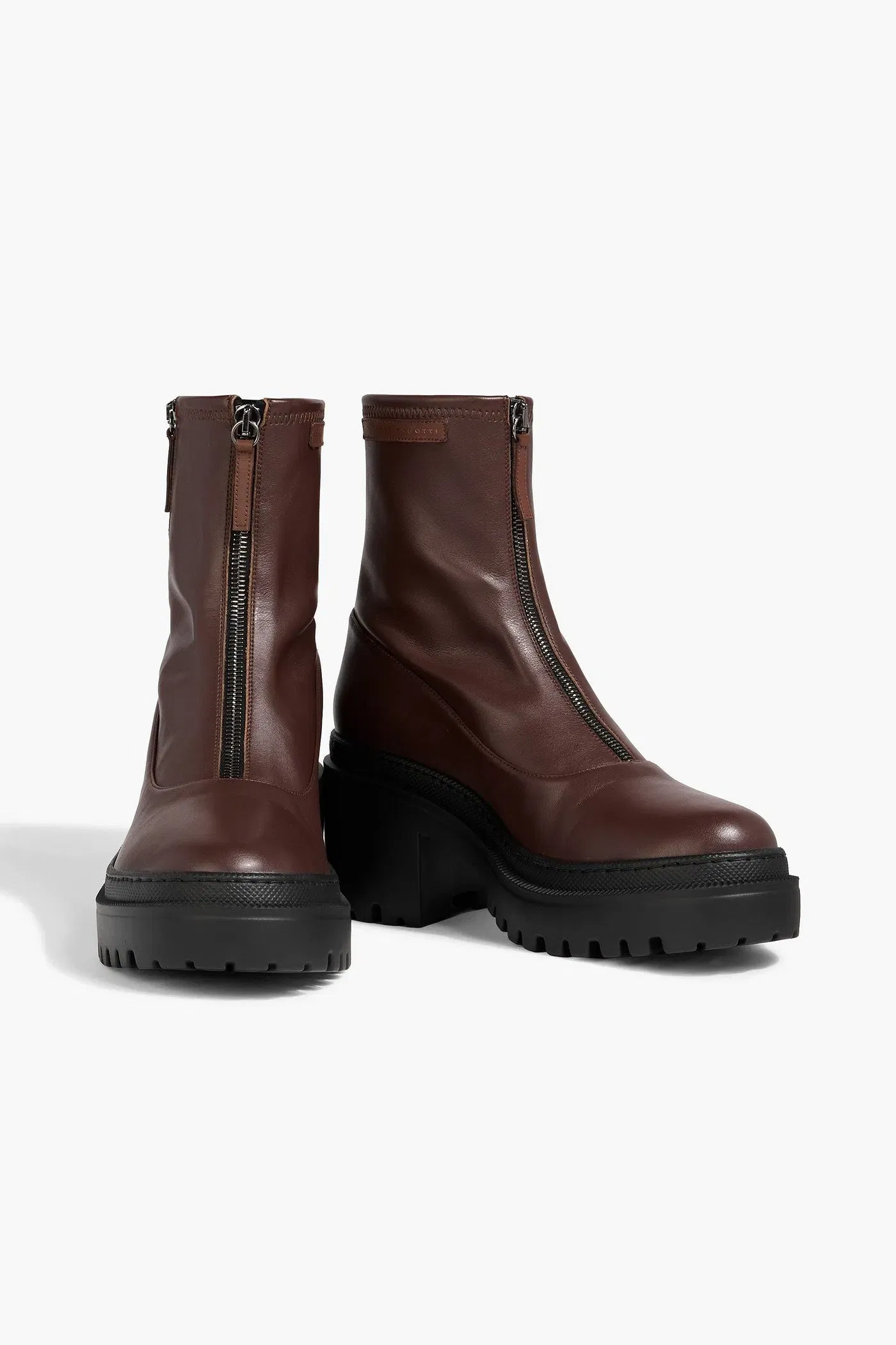 Giuseppe Zanotti Lionora Zip-Detailed Stretch Ankle Boots Chocolate Women's