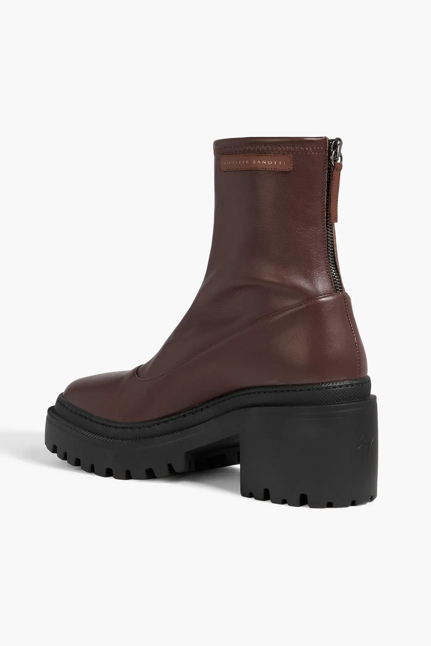 Giuseppe Zanotti Lionora Zip-Detailed Stretch Ankle Boots Chocolate Women's