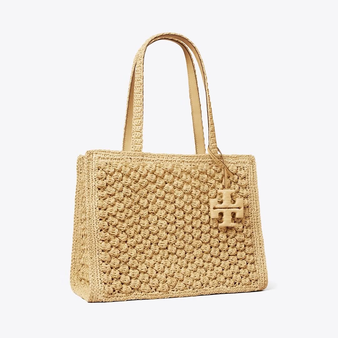 Tory Burch Small Ella Hand-Crocheted Popcorn Tote Natural