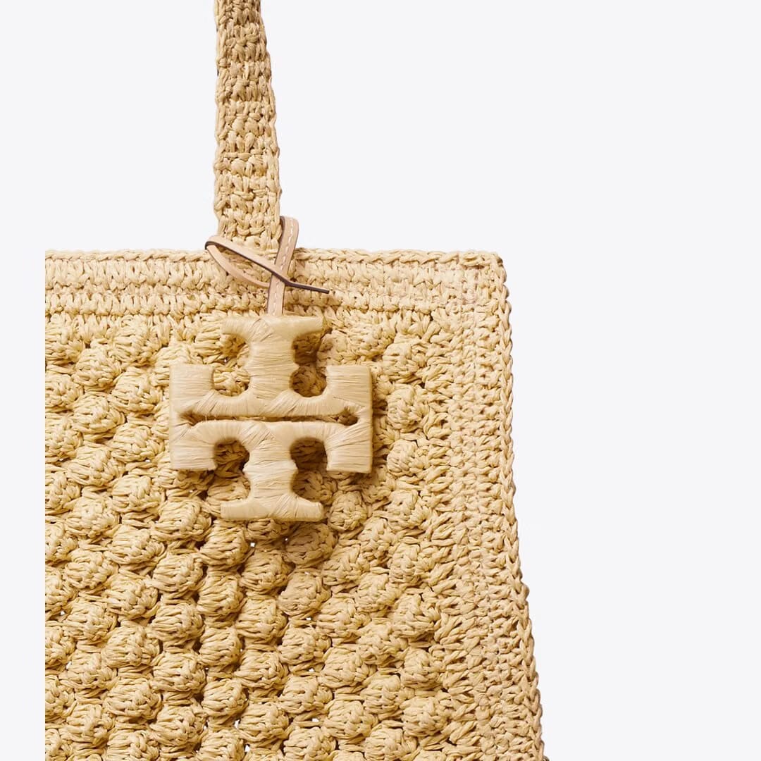 Tory Burch Small Ella Hand-Crocheted Popcorn Tote Natural