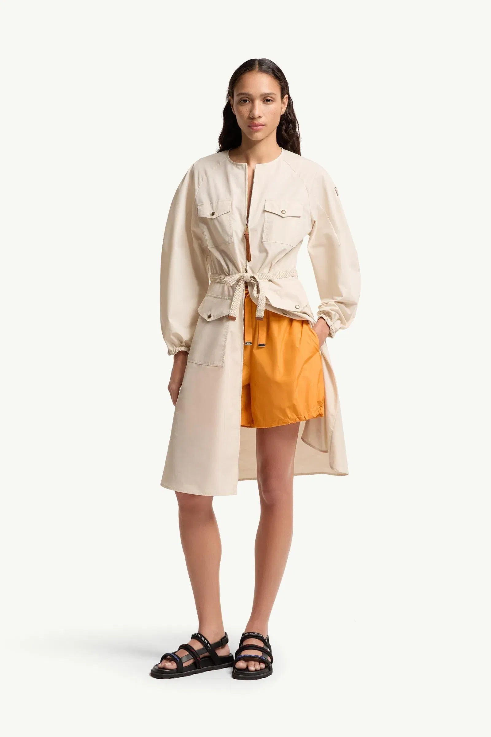 Moncler Logo Patch Taffeta Shorts Yellow Yellow