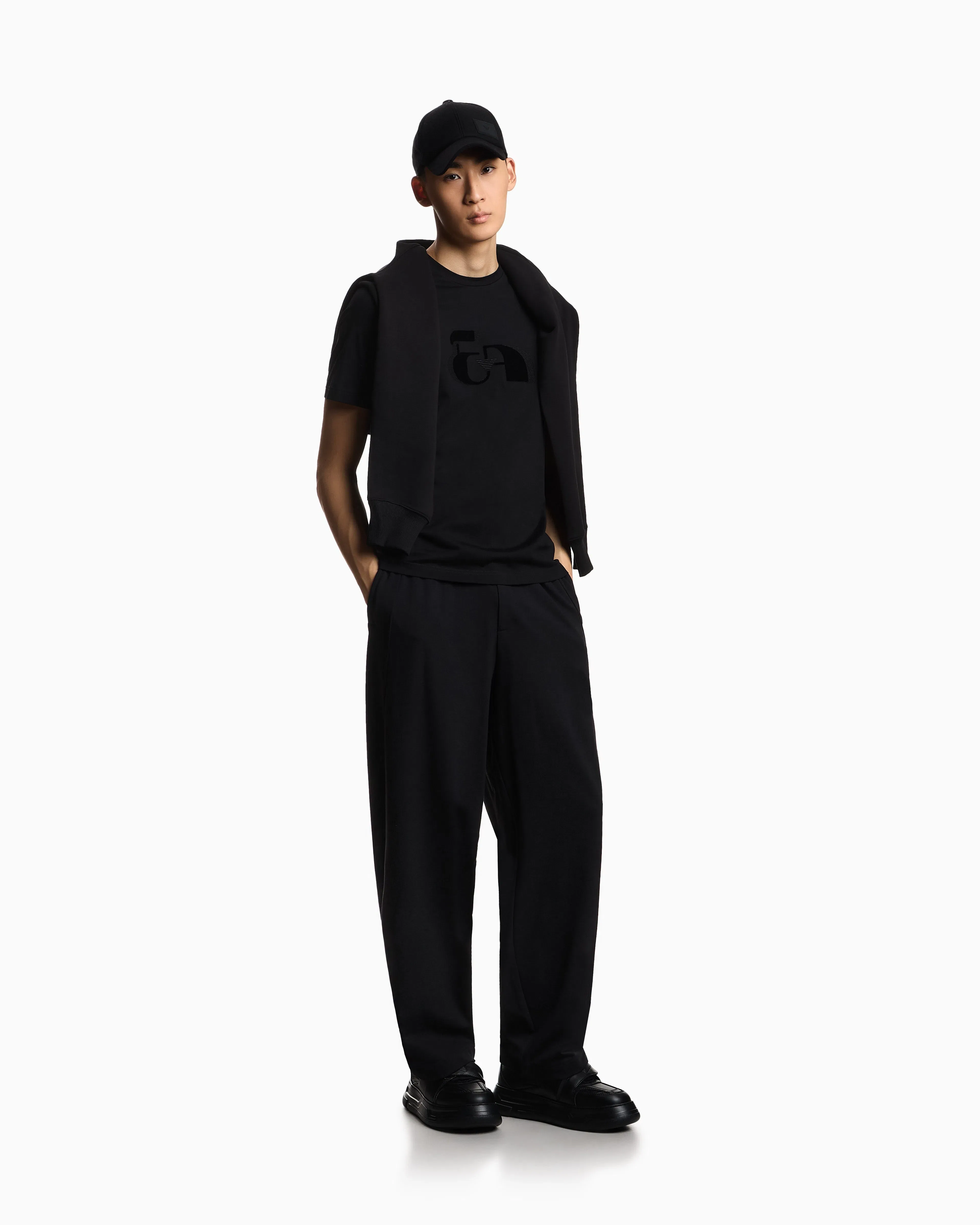 Emporio Armani Jersey T-shirt with op-art embroidery