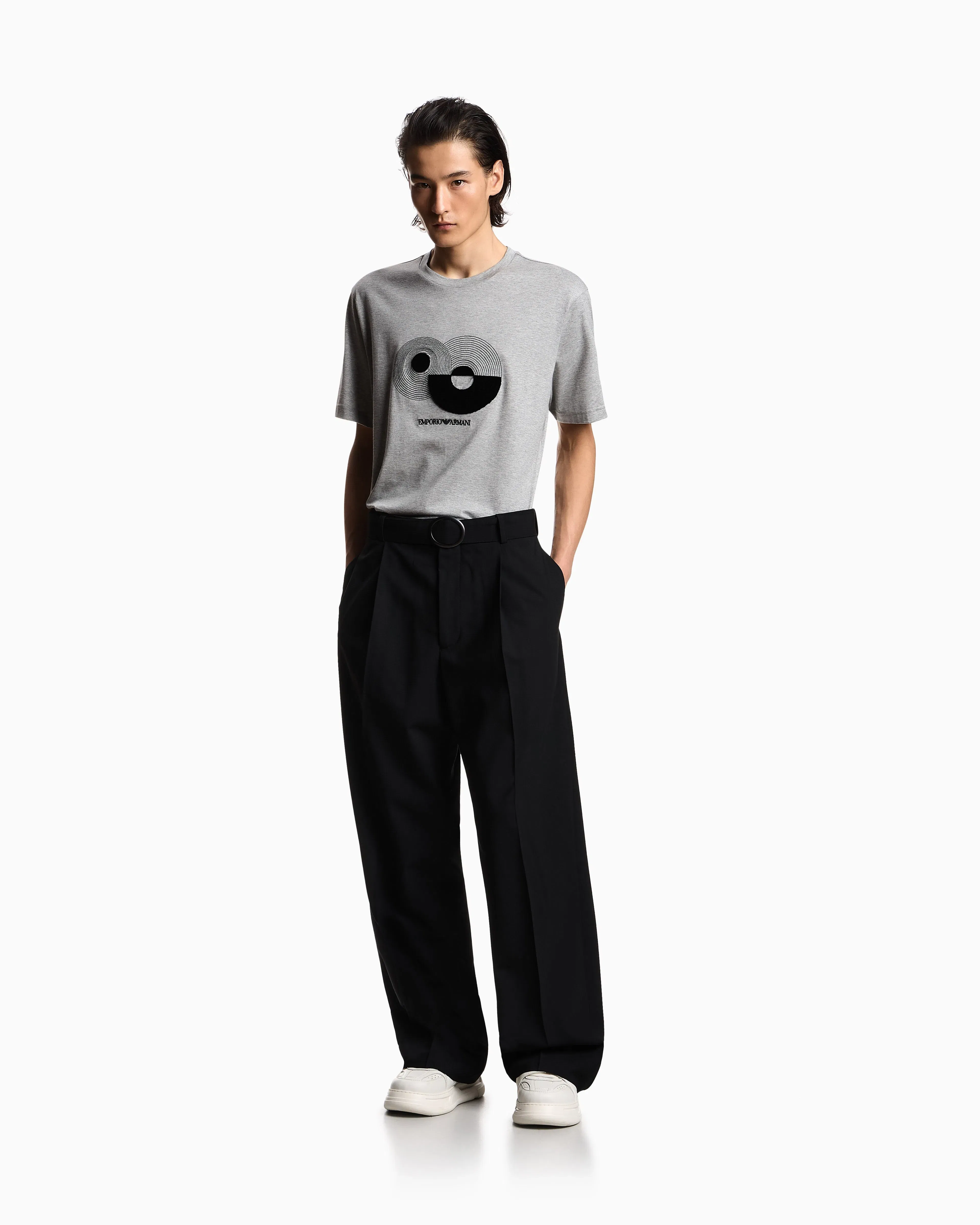 Emporio Armani Jersey T-shirt with op-art embroidery