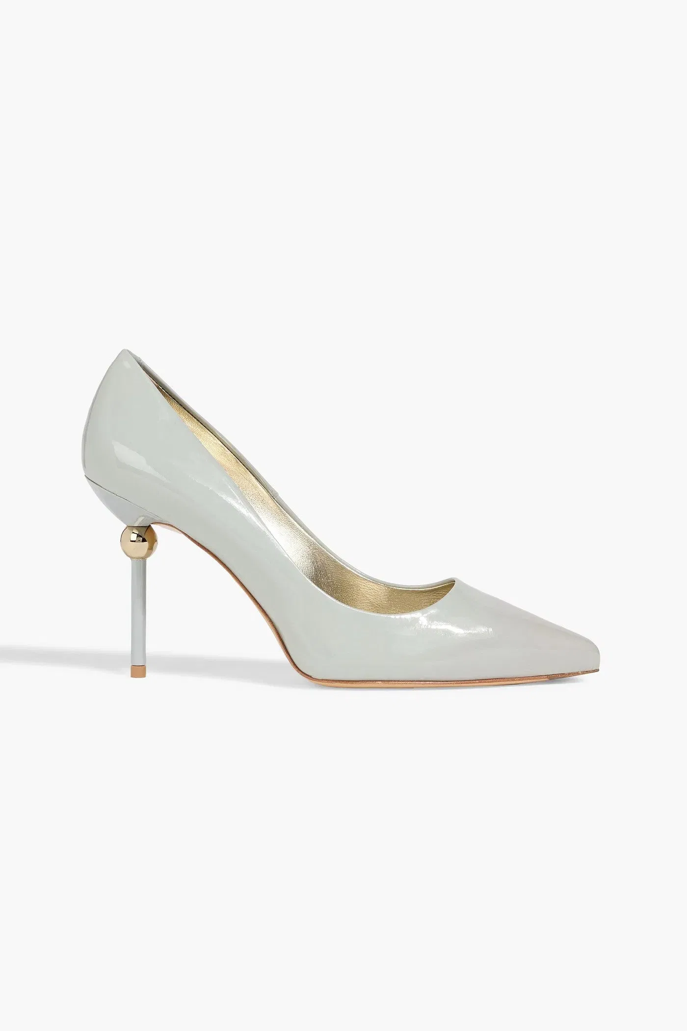 Roger Vivier Decollete Patent-Leather Pumps Grey Green Women's