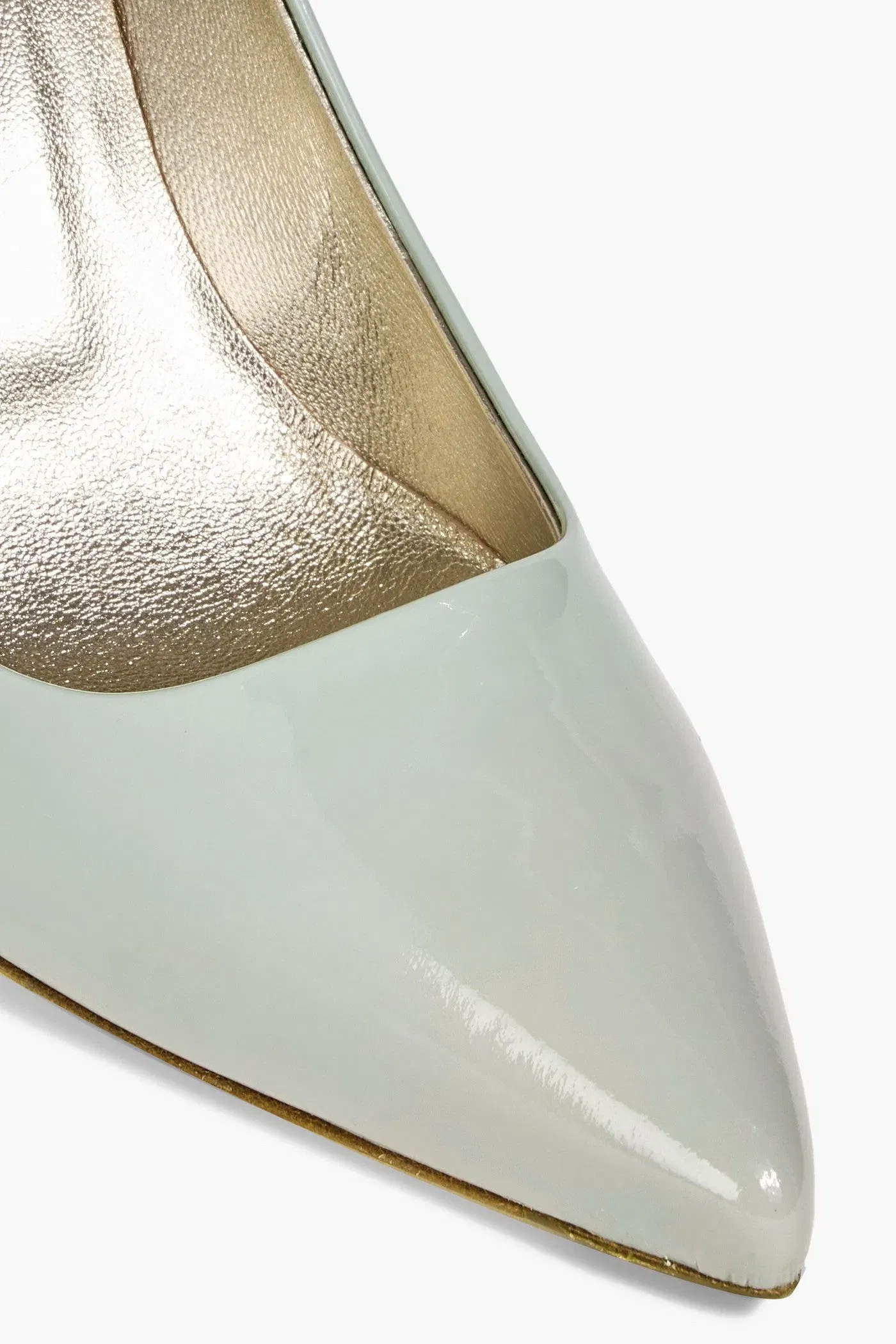 Roger Vivier Decollete Patent-Leather Pumps Grey Green Women's