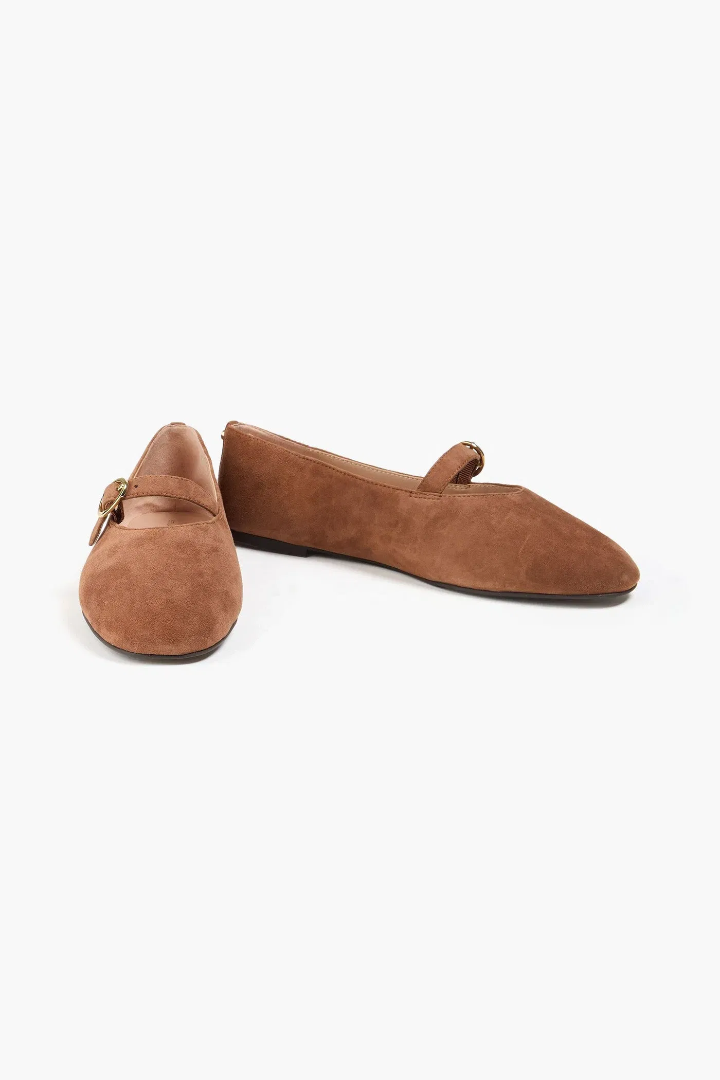 Stuart Weitzman Kyra Suede Mary Jane Flats Brown Women's