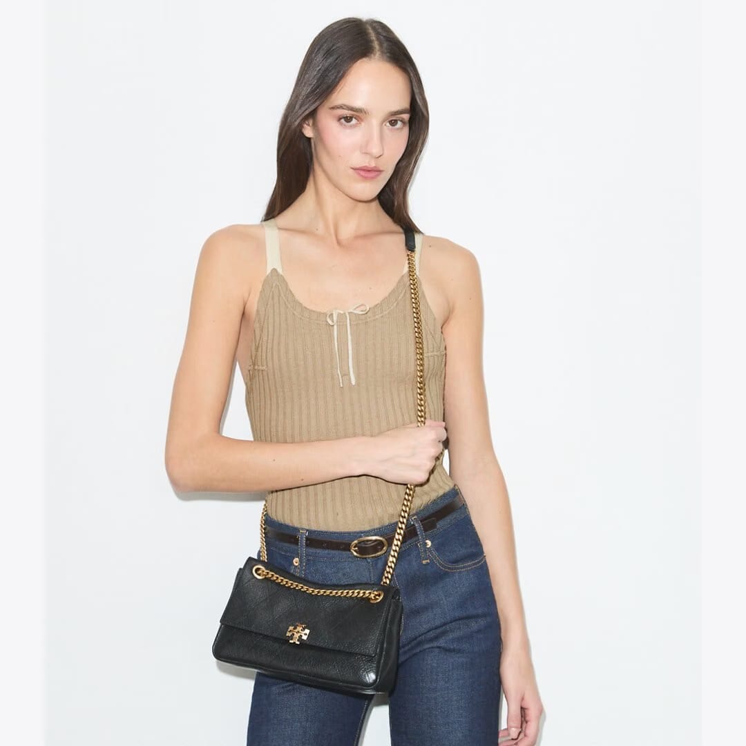Tory Burch Small Charlie Quilted Shoulder Bag Black